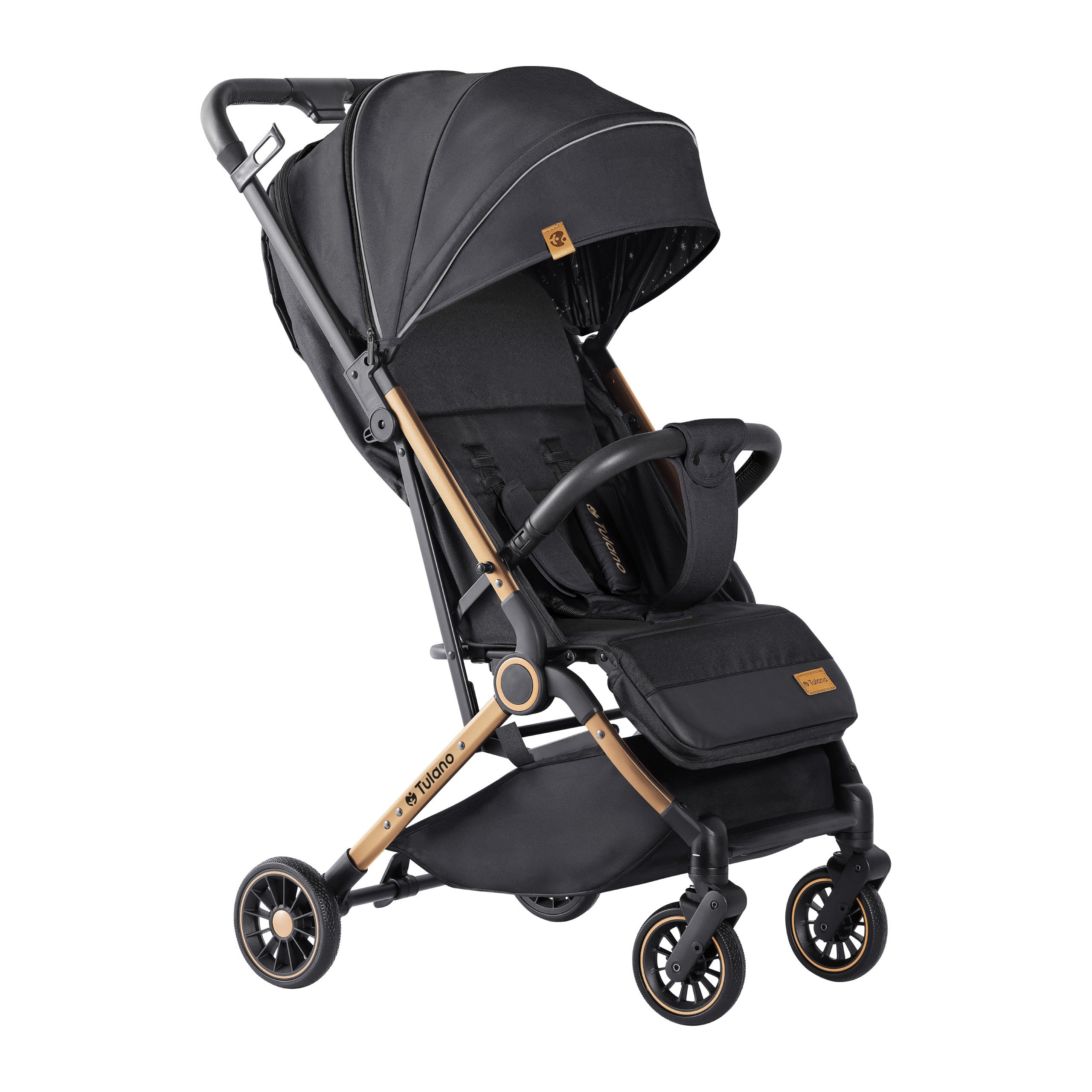 Tulano Milan Goud-Zwart opvouwbare kinderwagen tot 22 kg