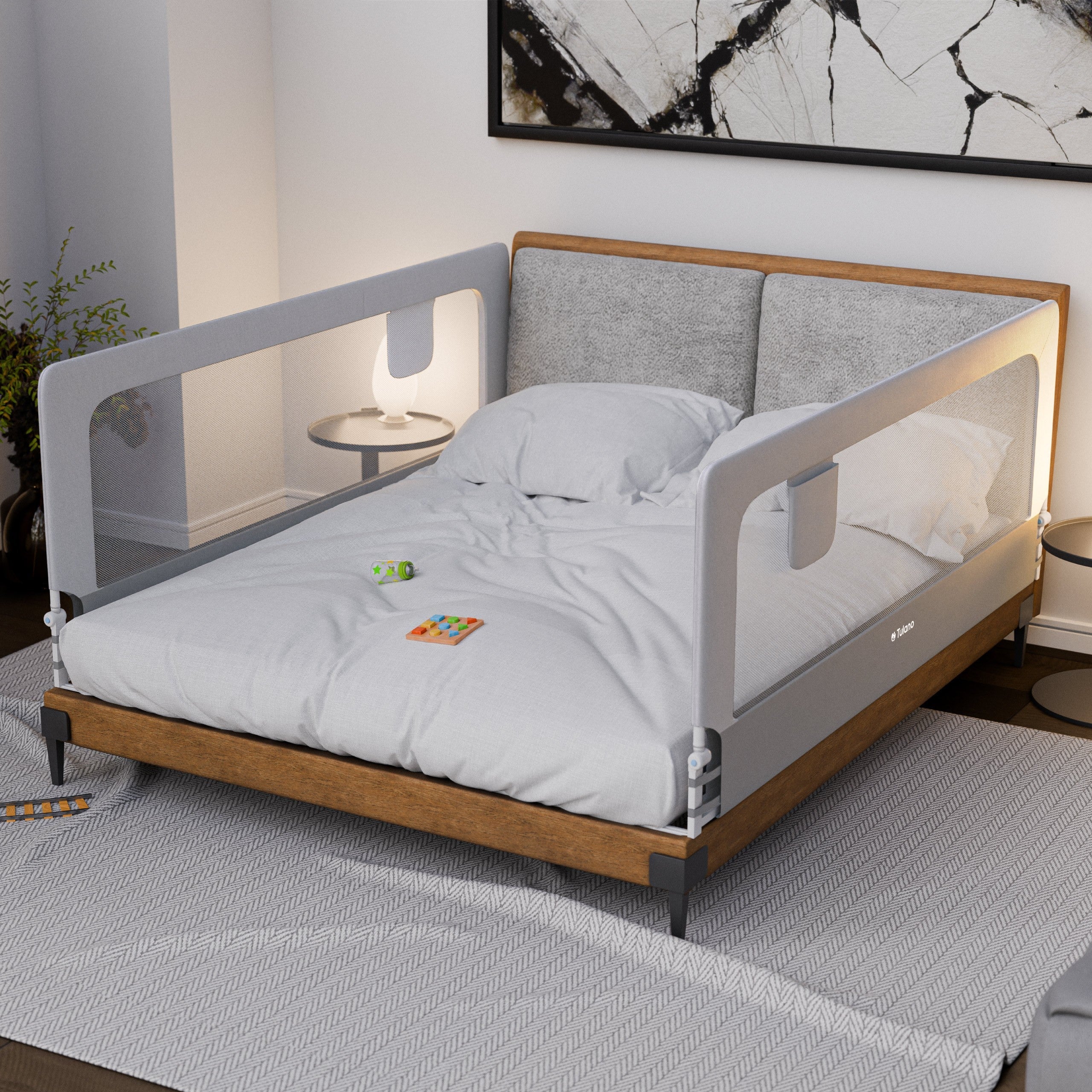 OUTLET Veiligheidshek voor bed 200cm Tulano Cover 30 Wit-Grijs