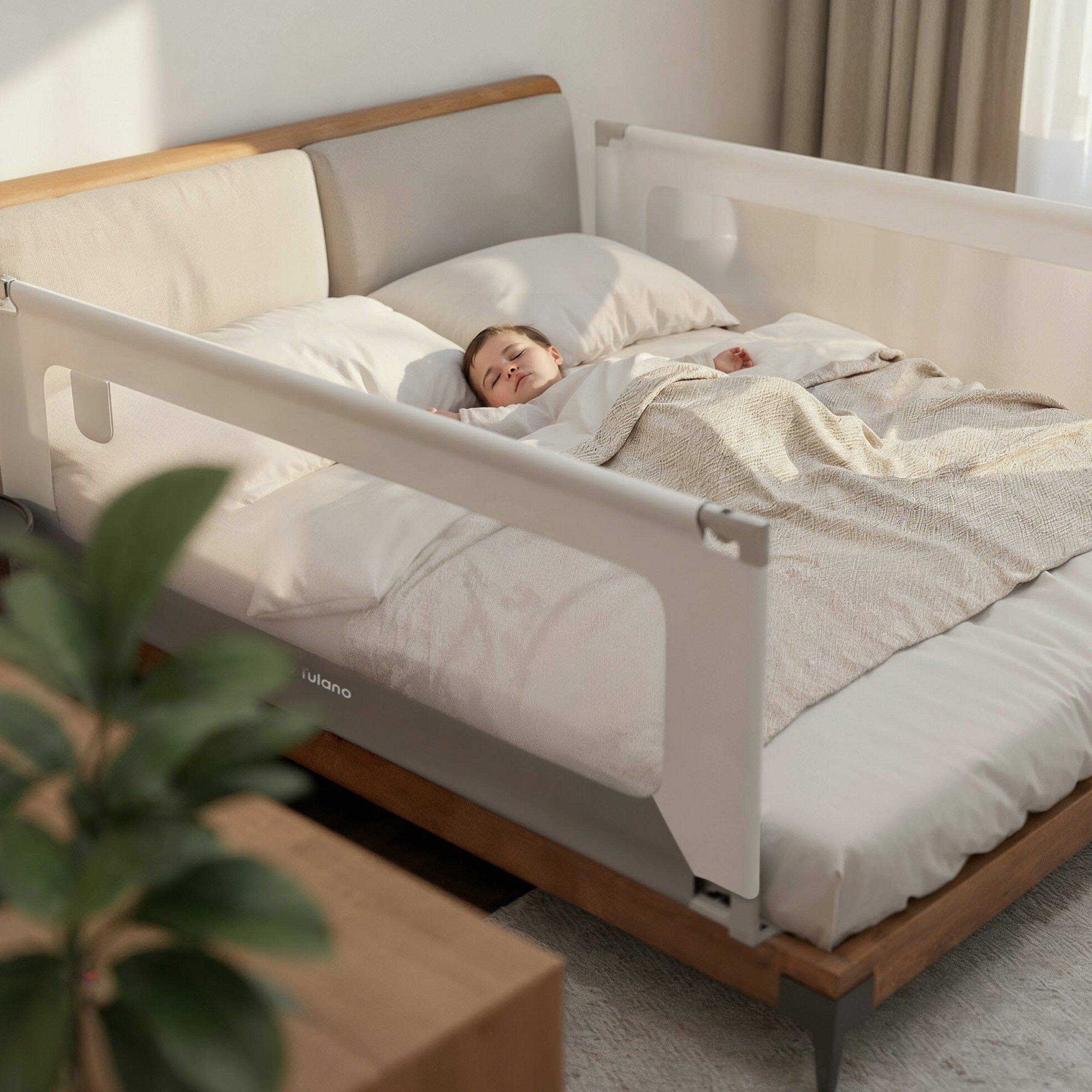 Veiligheidshek voor bed 160cm Tulano Cover 46 Wit-Grijs