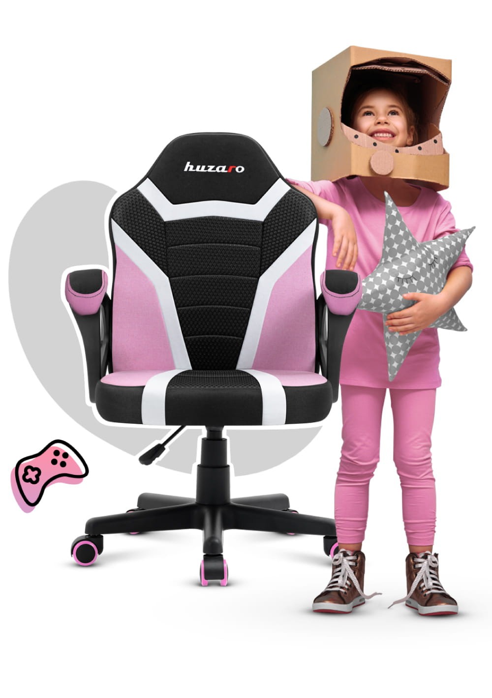 HUZARO RANGER 1.0 Roze Mesh Kinderstoel Gaming