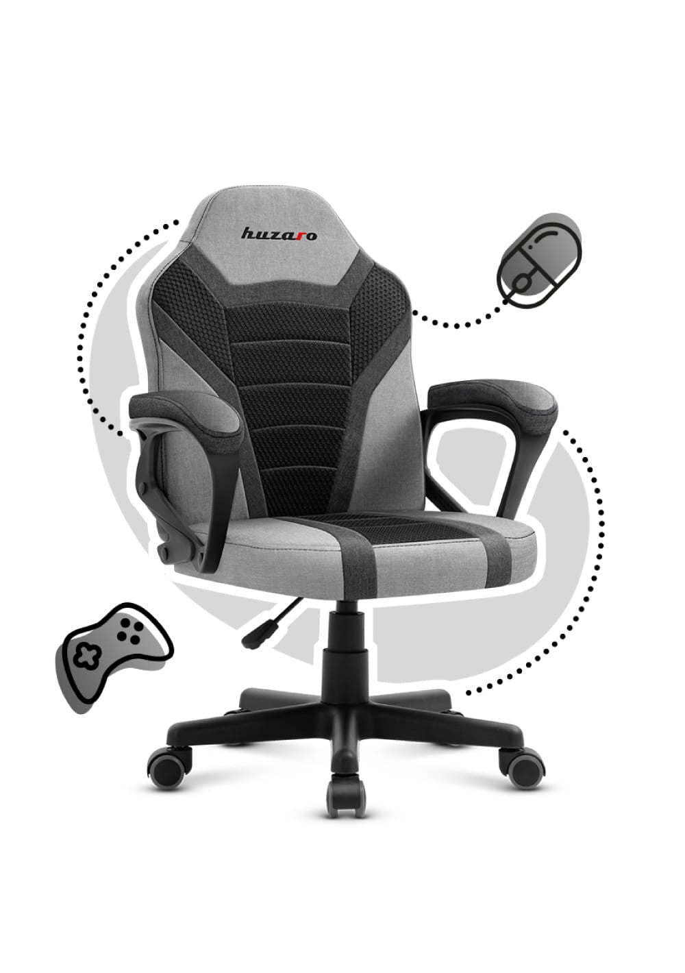 OUTLET Kinderstoel voor gamen HUZARO RANGER 1.0 Grijs Mesh