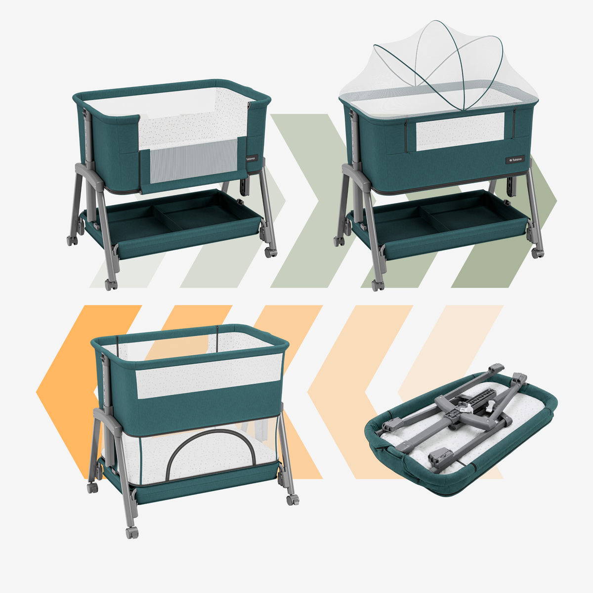 Aanschuifbedje en campingbedje 4-in-1 Tulano Dream 55 Green