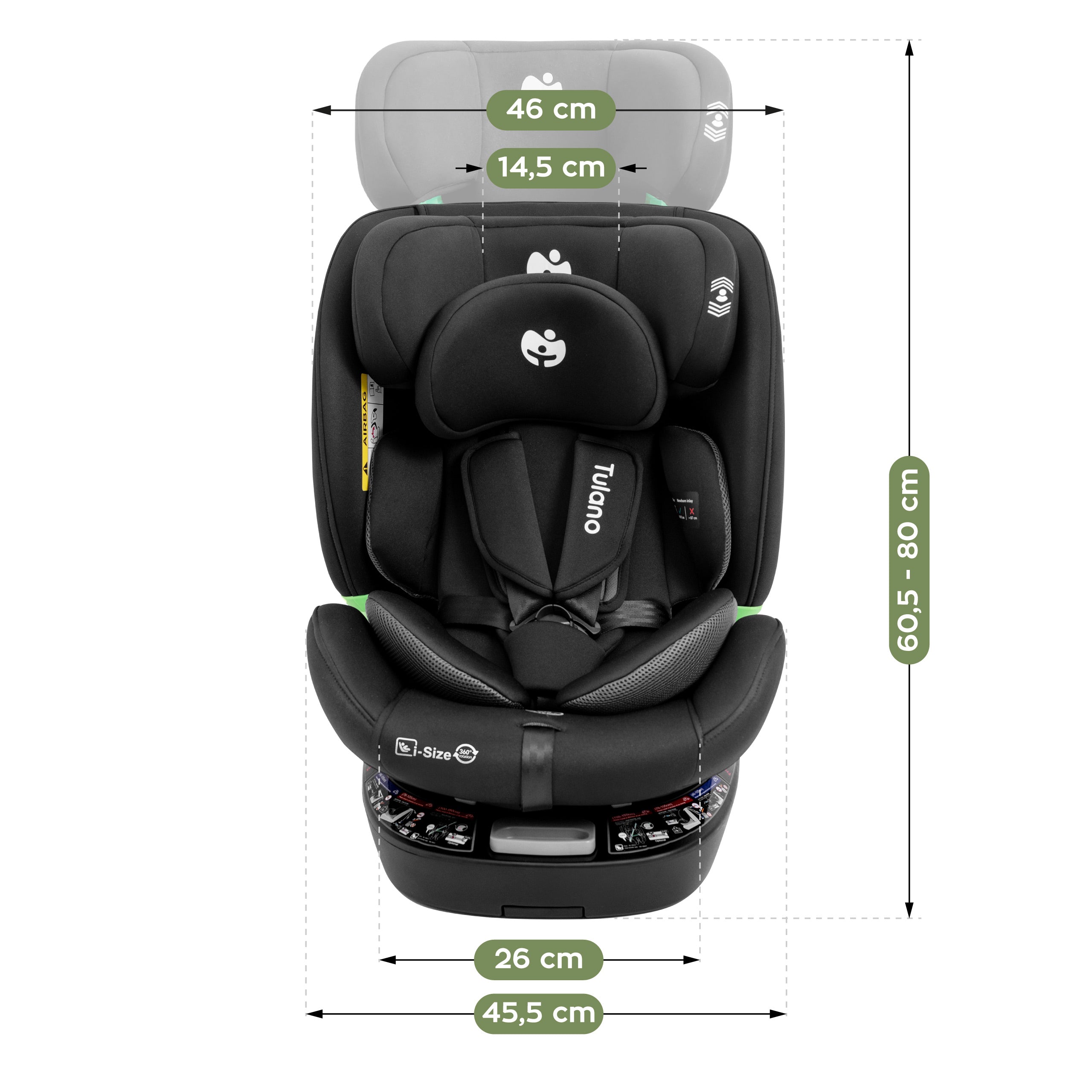 Tulano Loom 35 Zwart draaibaar autostoeltje