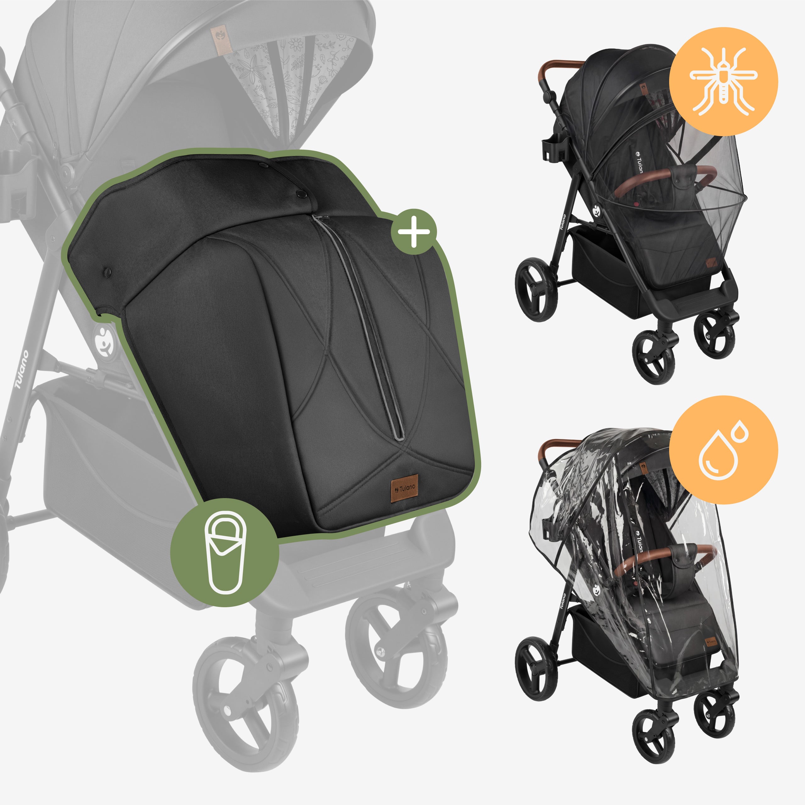 Kinderwagen met deken Tulano Avignon 35 Zwart