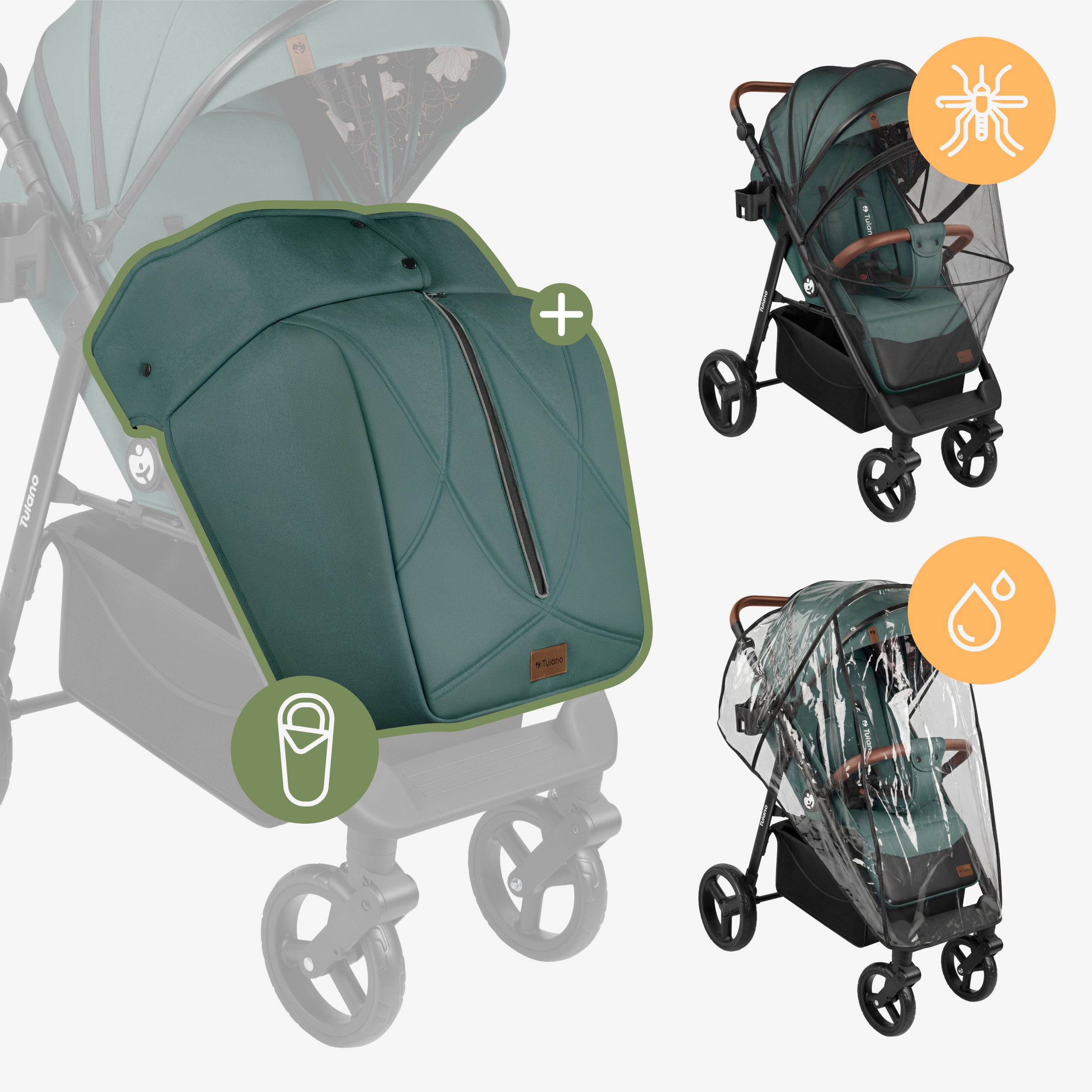 Kinderwagen met deken Tulano Avignon 35 Groen