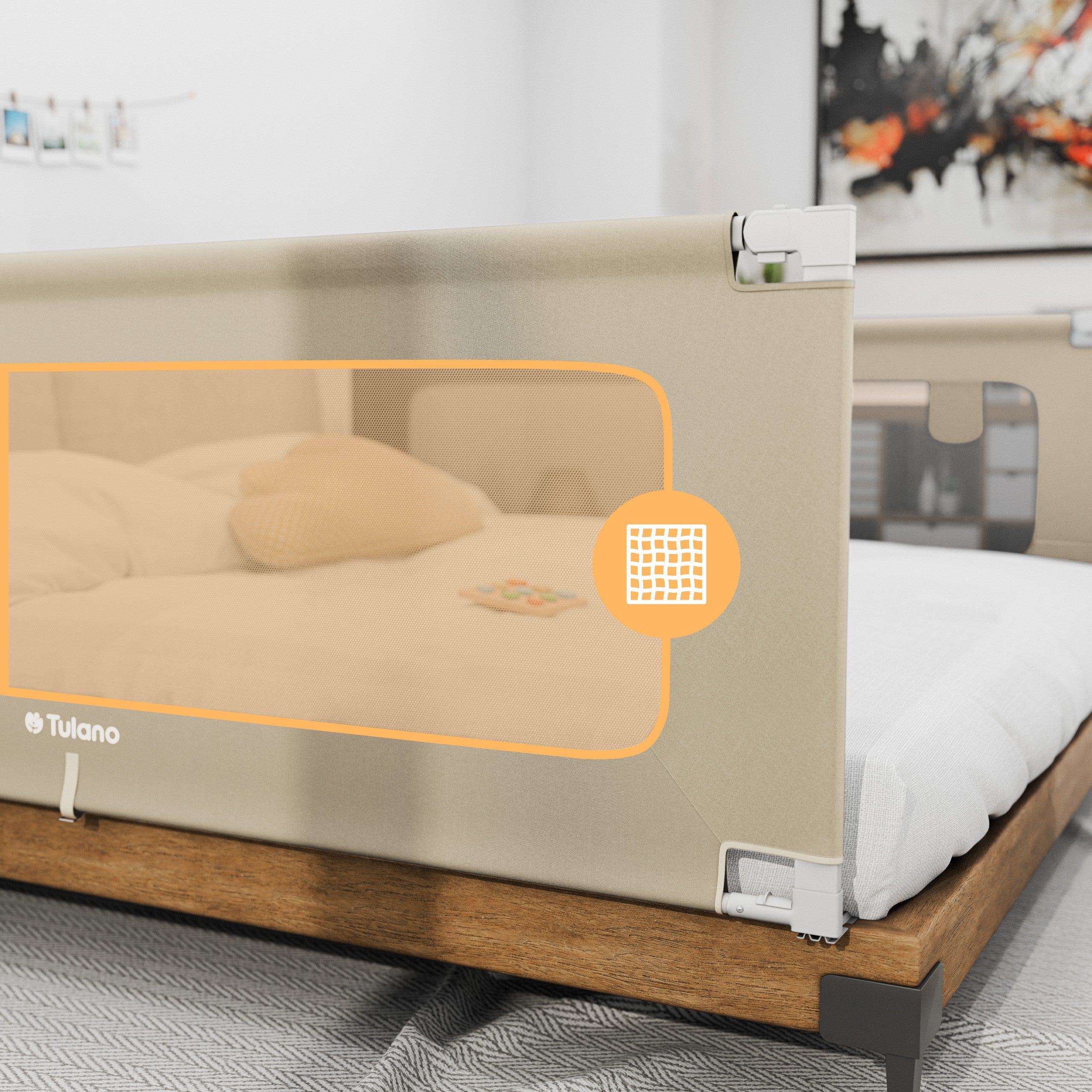 Veiligheidshek voor bed 180cm Tulano Cover 48 Beige