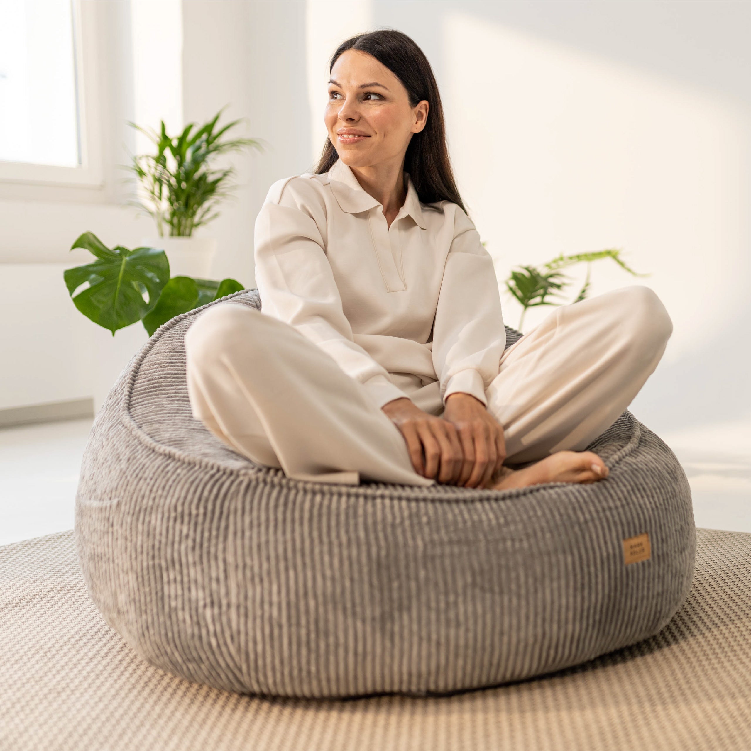 Corduroy poef stoel met rugleuning Mark Adler Comfy 4.0 Grey