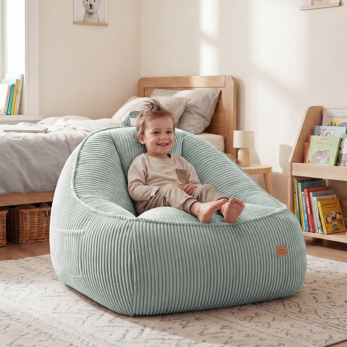 Corduroy poef stoel met rugleuning Mark Adler Comfy 4.0 Sage
