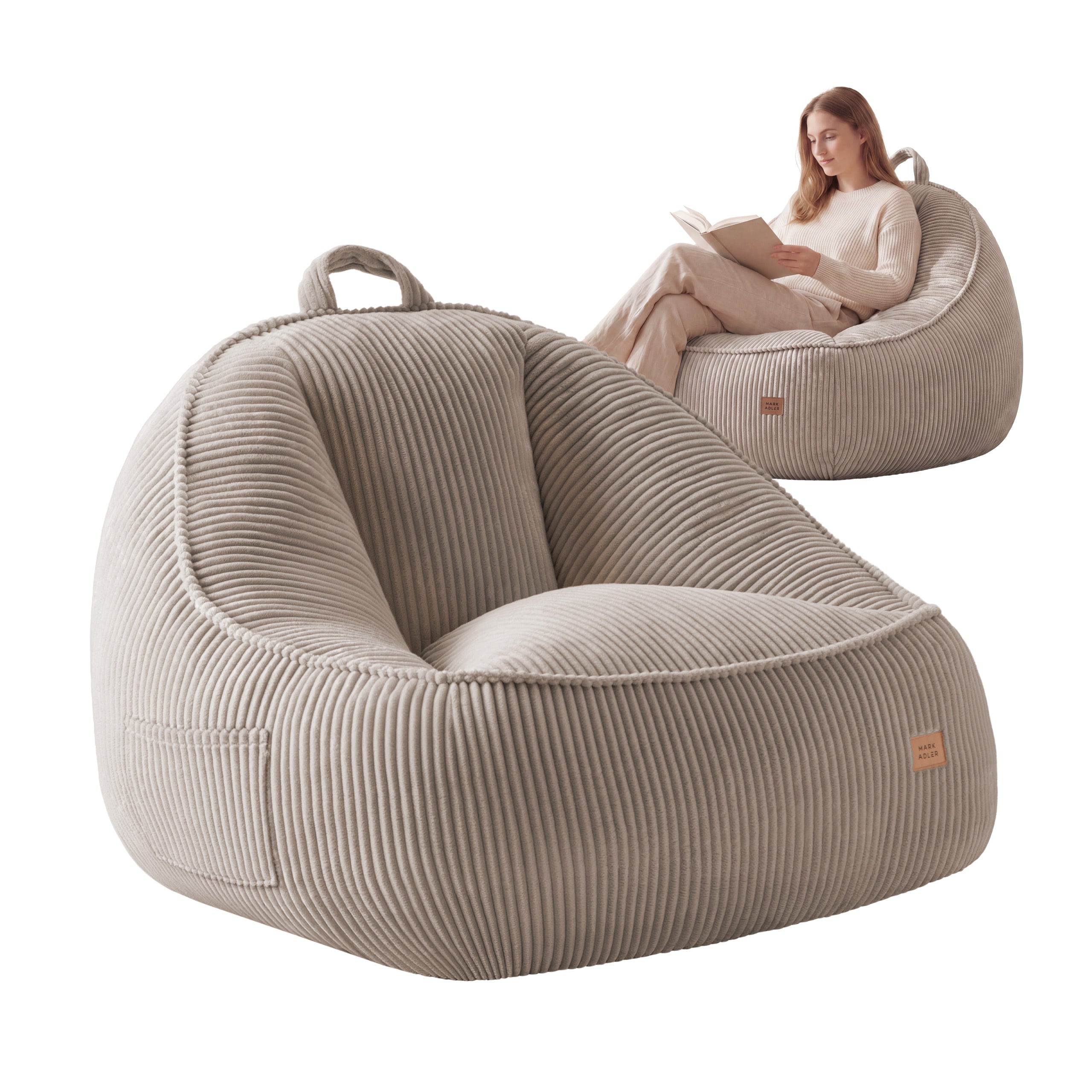 Corduroy poef stoel met rugleuning Mark Adler Comfy 4.0 Taupe