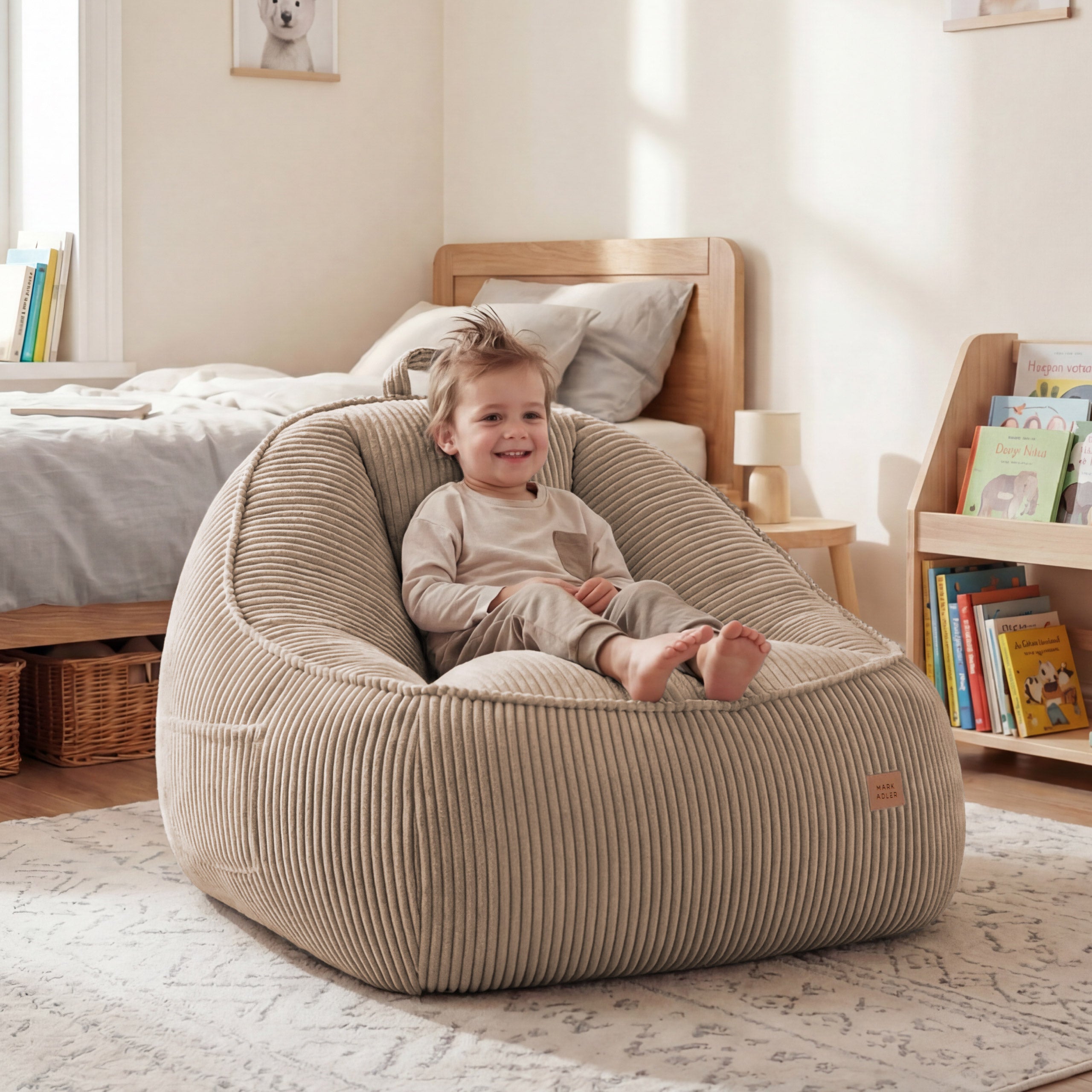 Corduroy poef stoel met rugleuning Mark Adler Comfy 4.0 Taupe