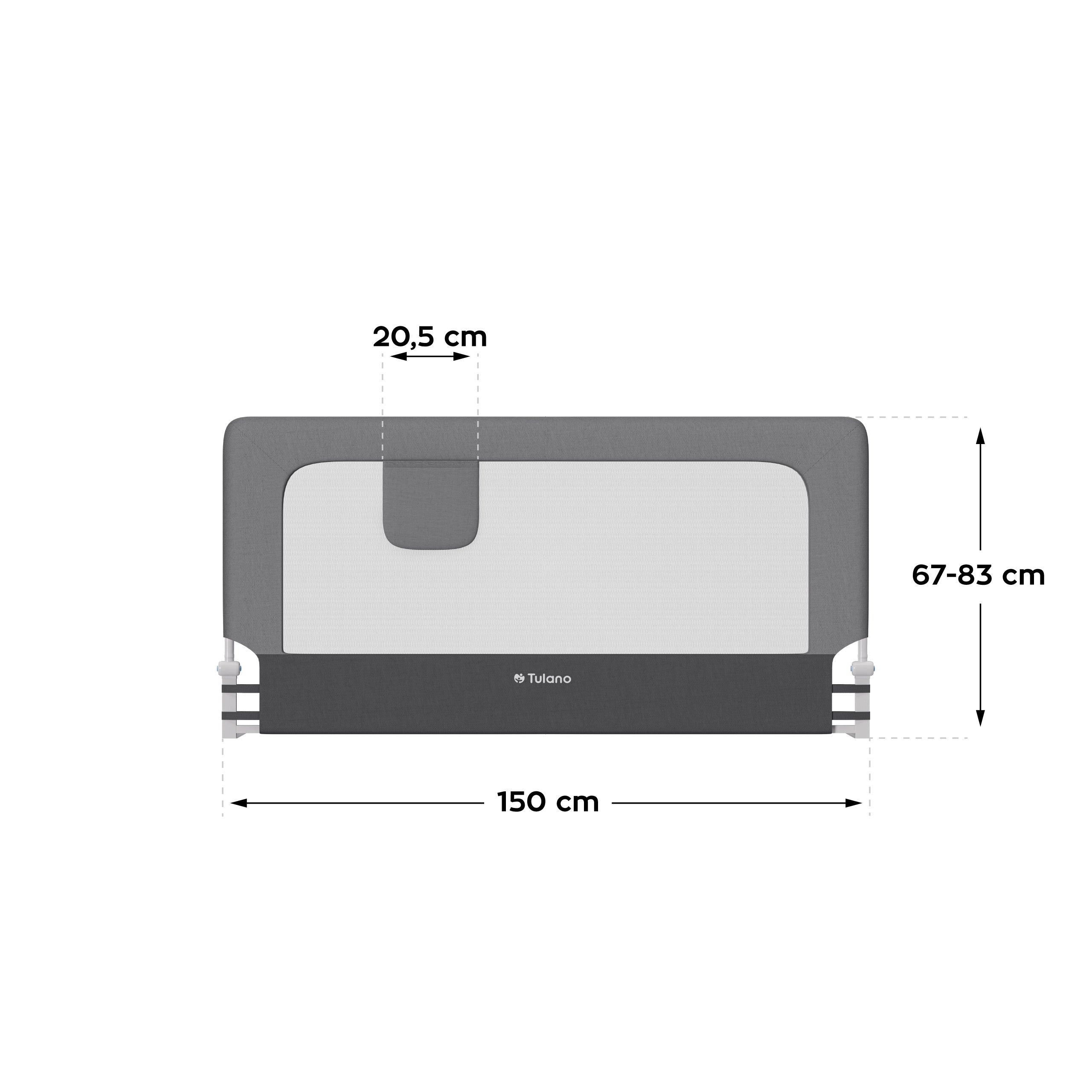 Veiligheidshek voor bed 150cm Tulano Cover 25 Grijs