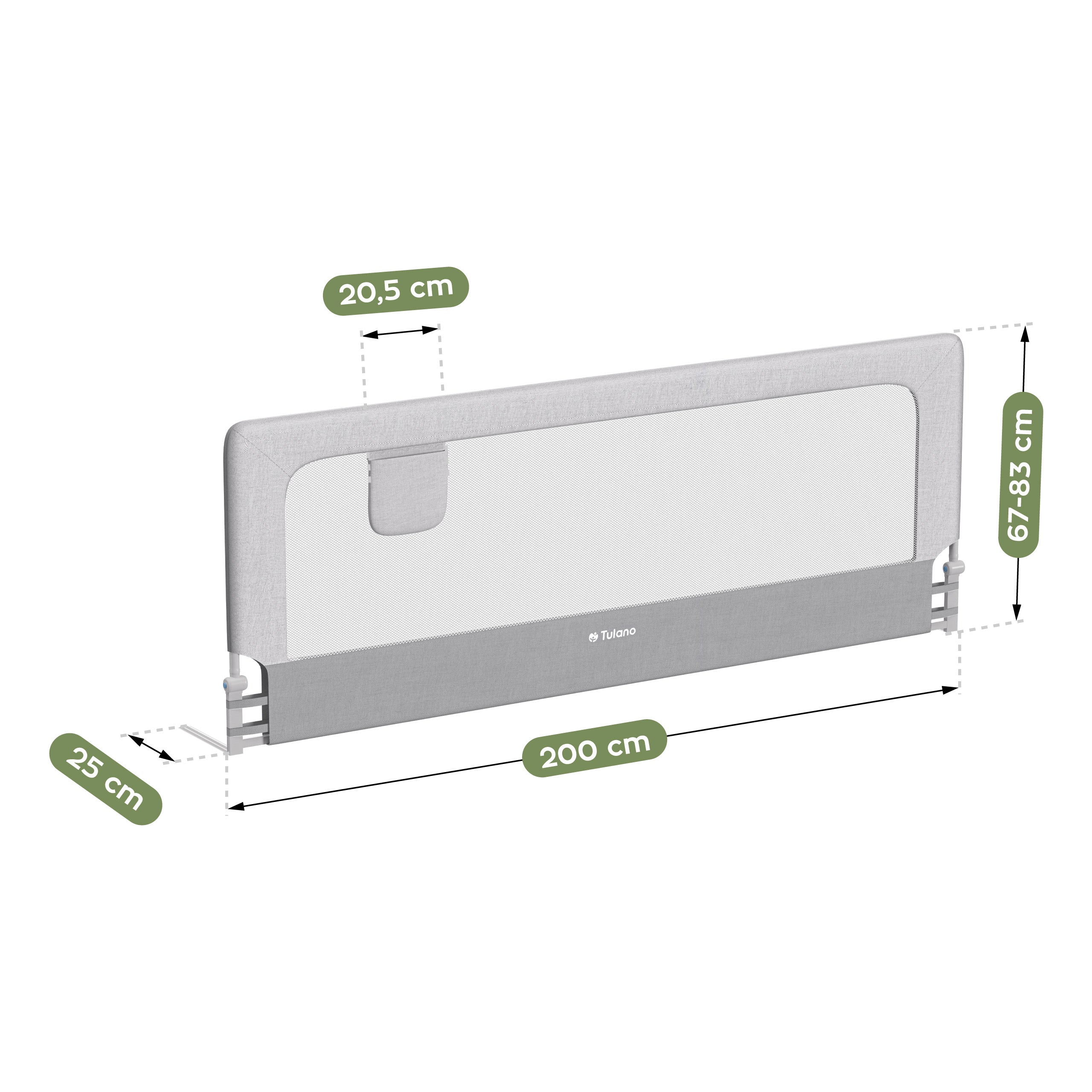 Veiligheidshek voor bed 200cm Tulano Cover 30 Wit-Grijs