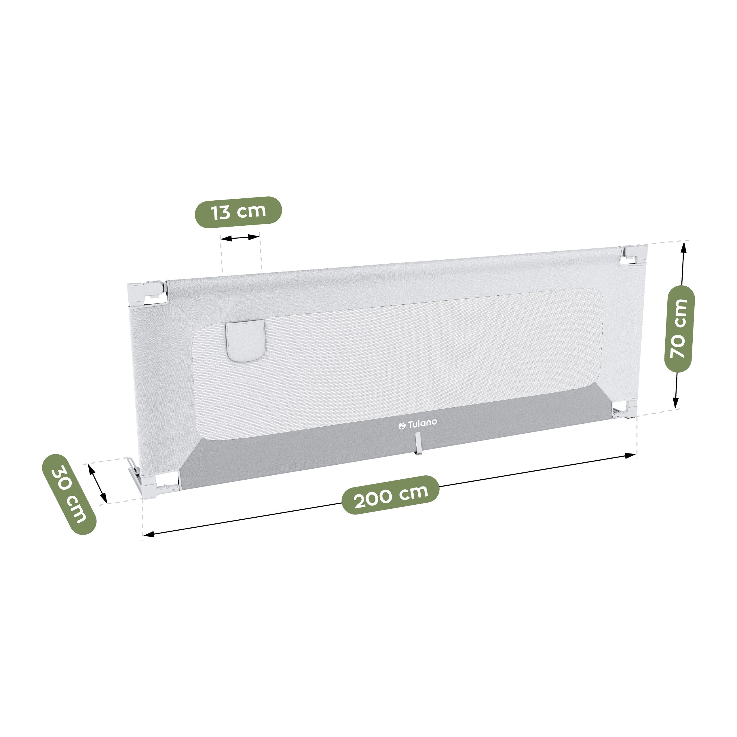 Veiligheidshek voor bed 200 cm Tulano Cover 40 Wit-grijs