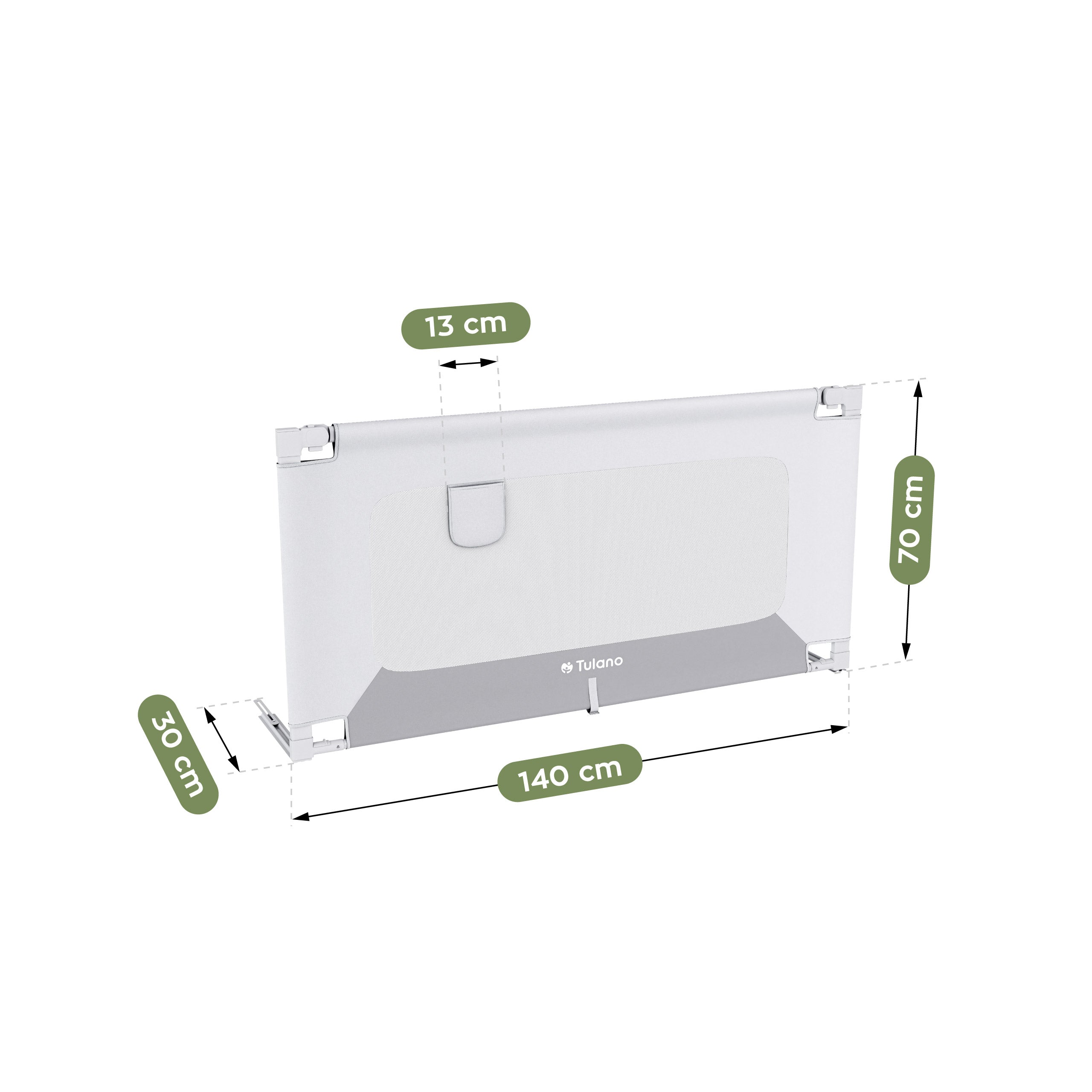 Veiligheidshek voor bed 140 cm Tulano Cover 44 Wit-Grijs