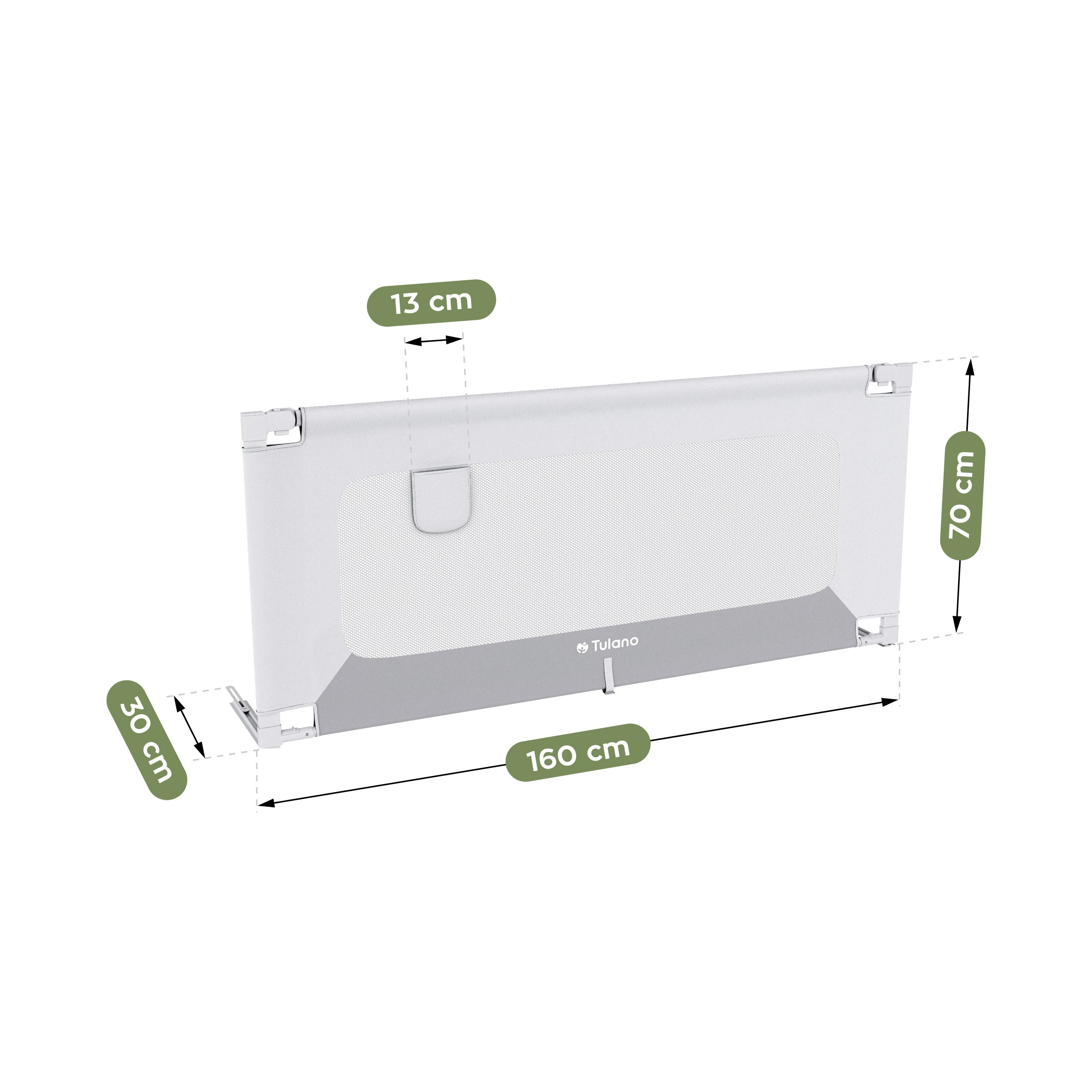 Veiligheidshek voor bed 160cm Tulano Cover 46 Wit-Grijs