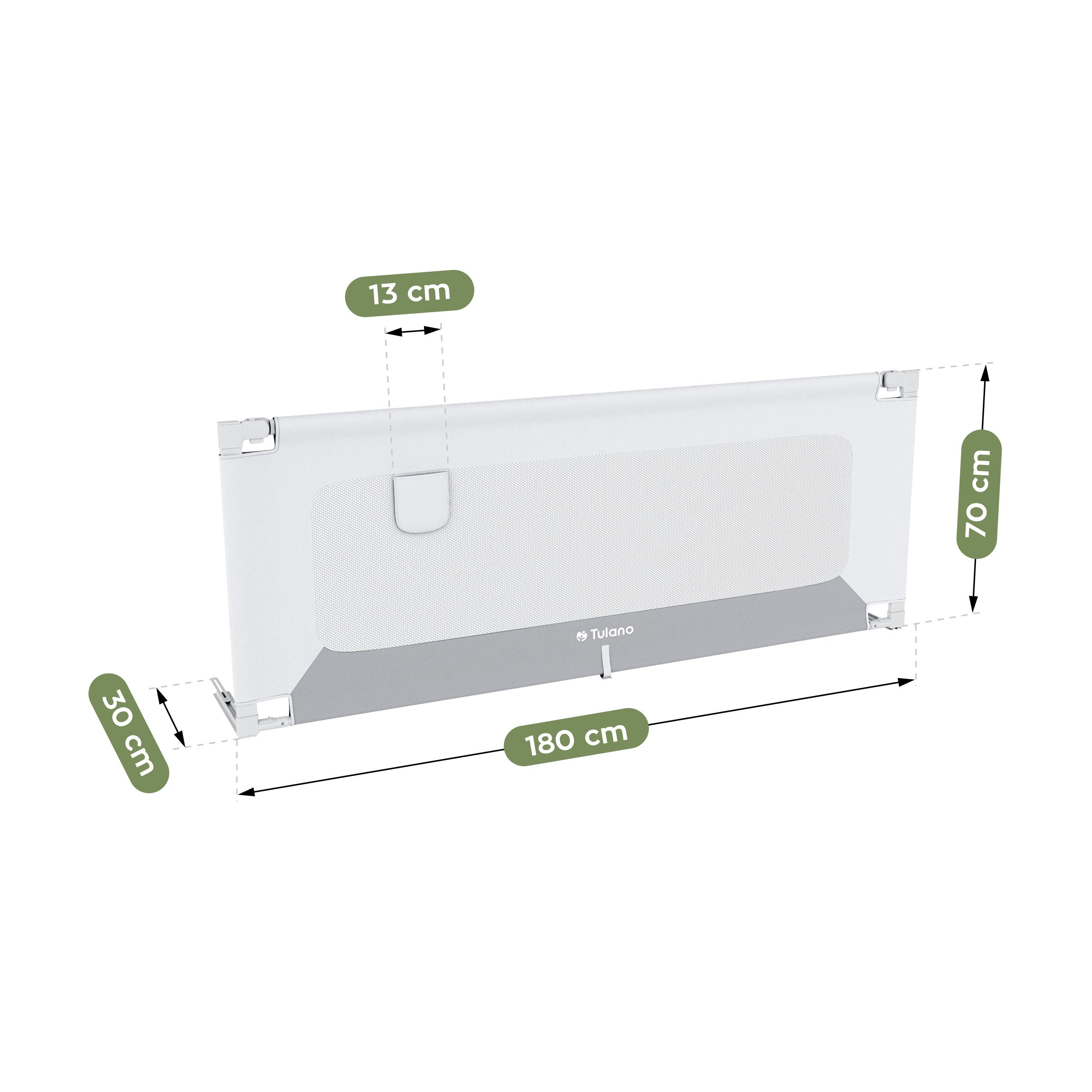 Veiligheidshek voor bed 180cm Tulano Cover 48 Wit-Grijs