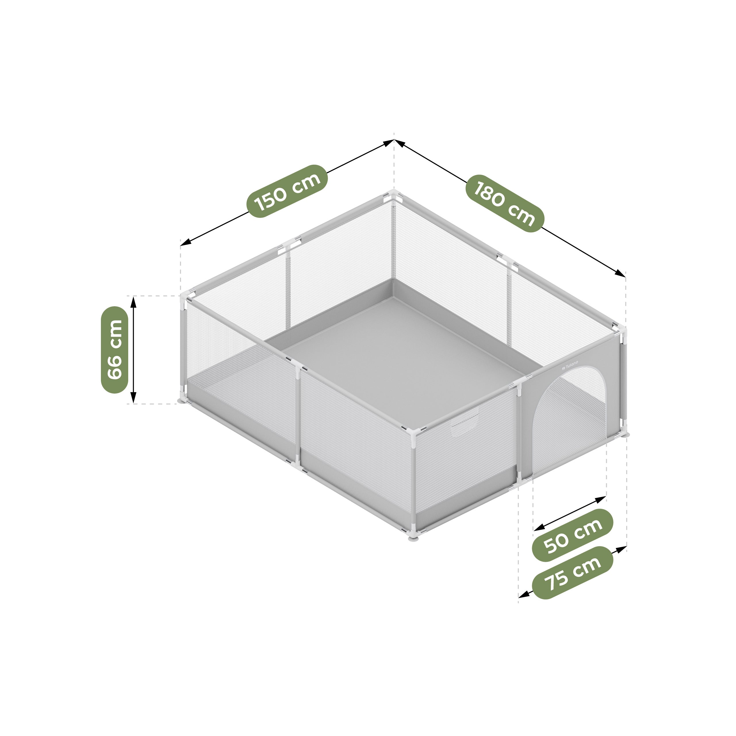 TULANO babybedje Cozy 25 Grijs - 150 cm