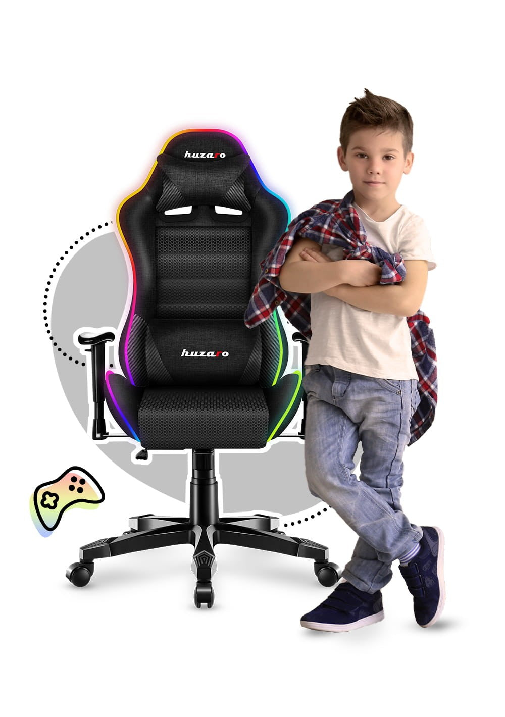 HUZARO RANGER 6.0 RGB Mesh Kinderstoel voor Gaming