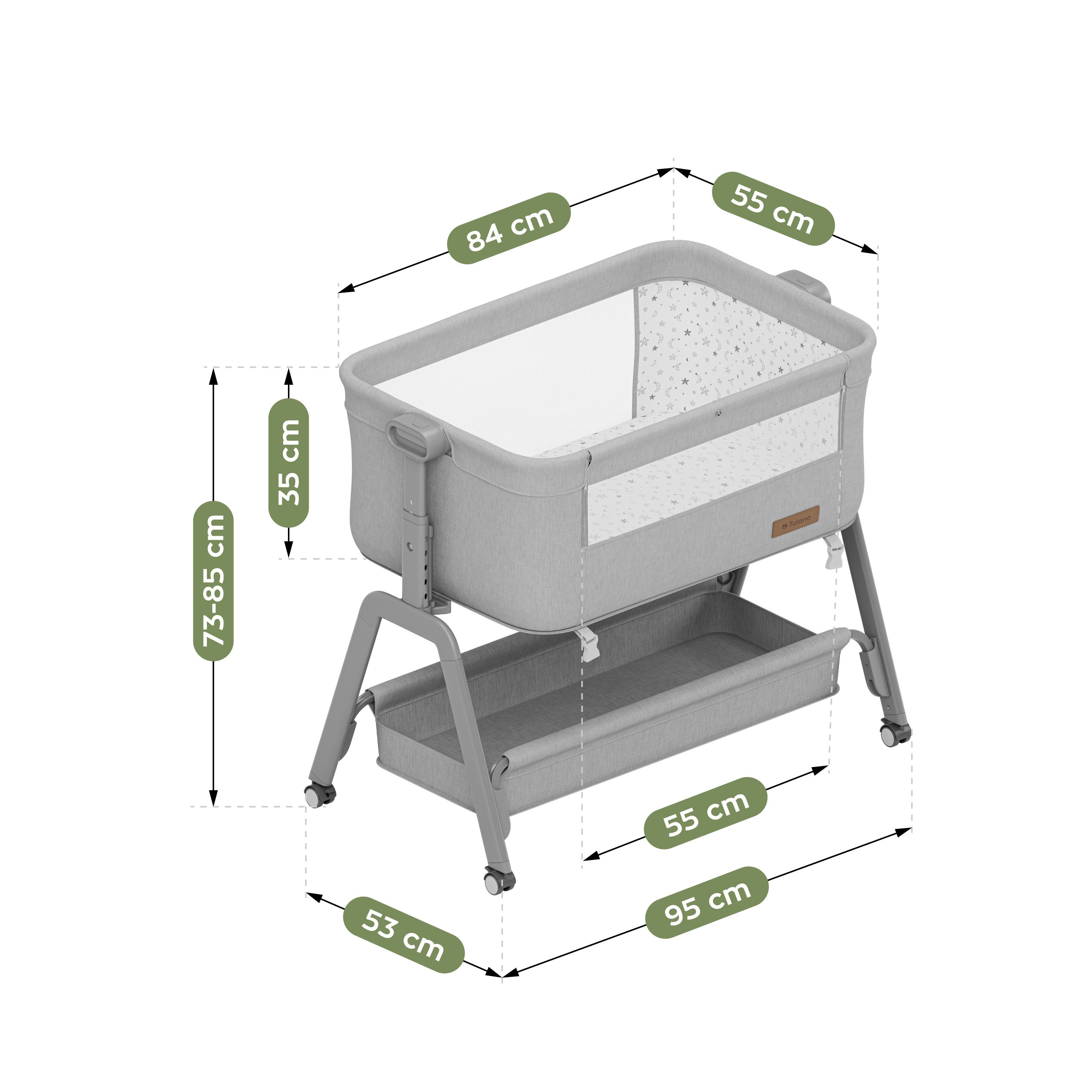 3-in-1 reisbedje Tulano Dream 50 Lichtgrijs