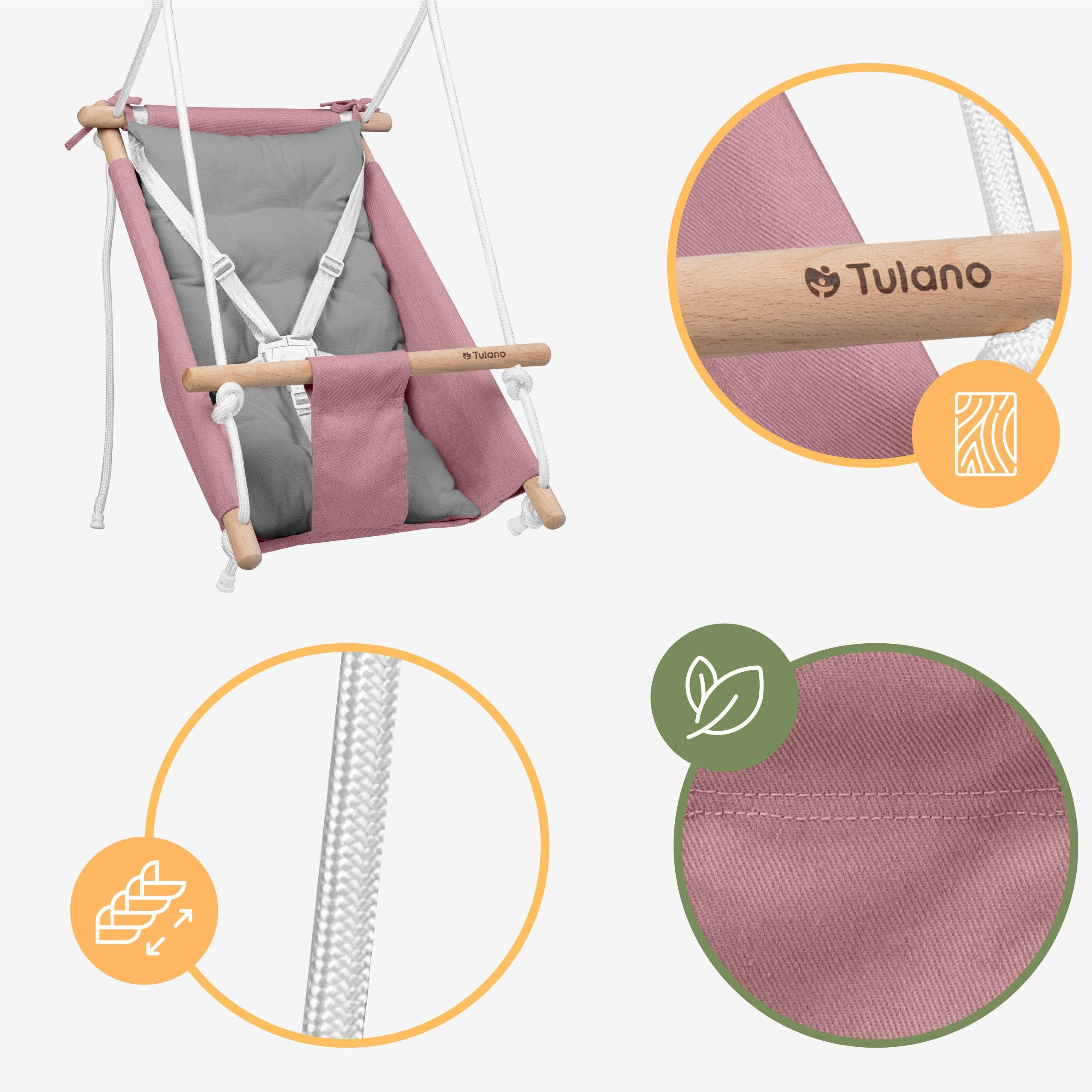 Babywip TULANO Hop 40 Roze-Grijs
