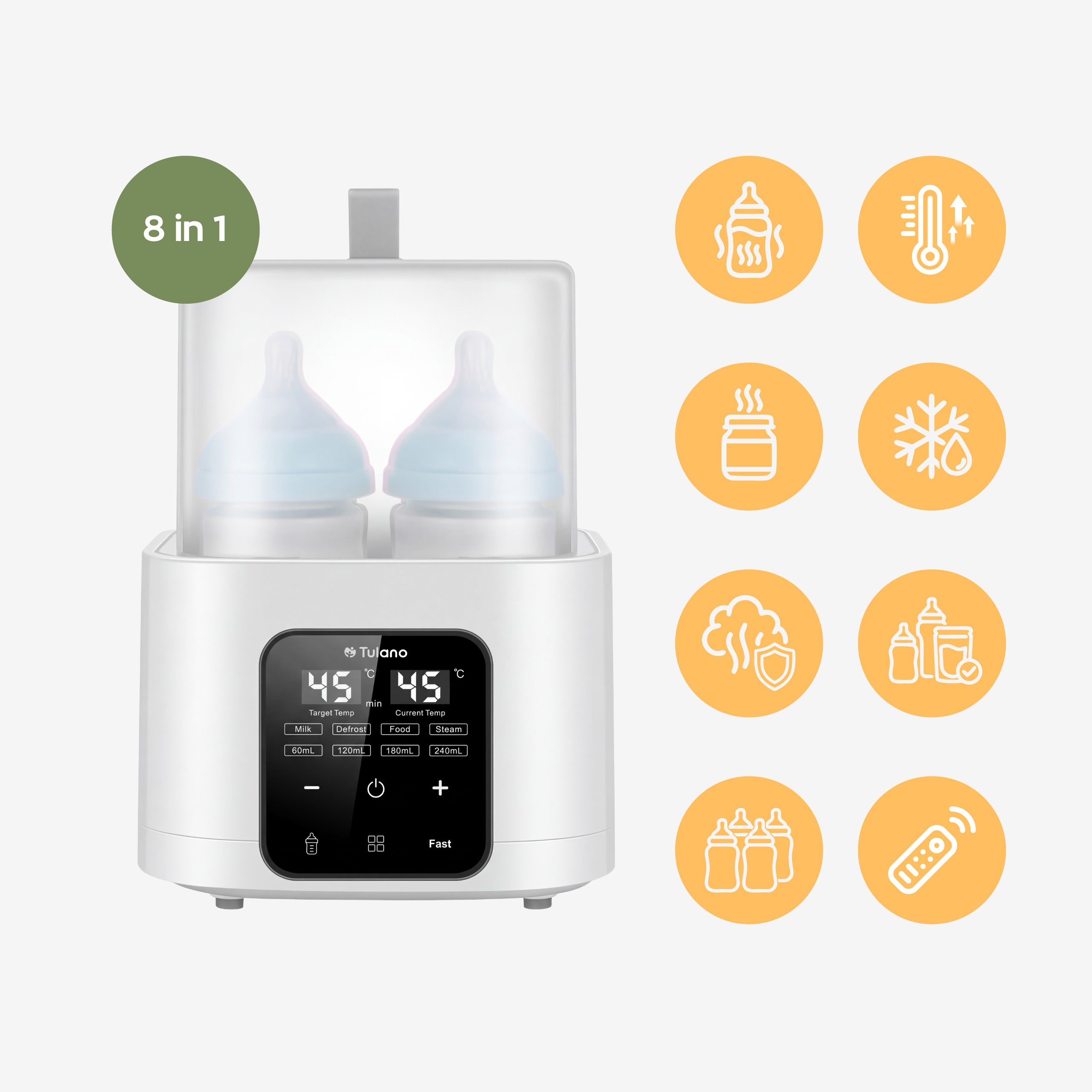 Flessenwarmer en sterilisator 8in1 Tulano Ellie 55