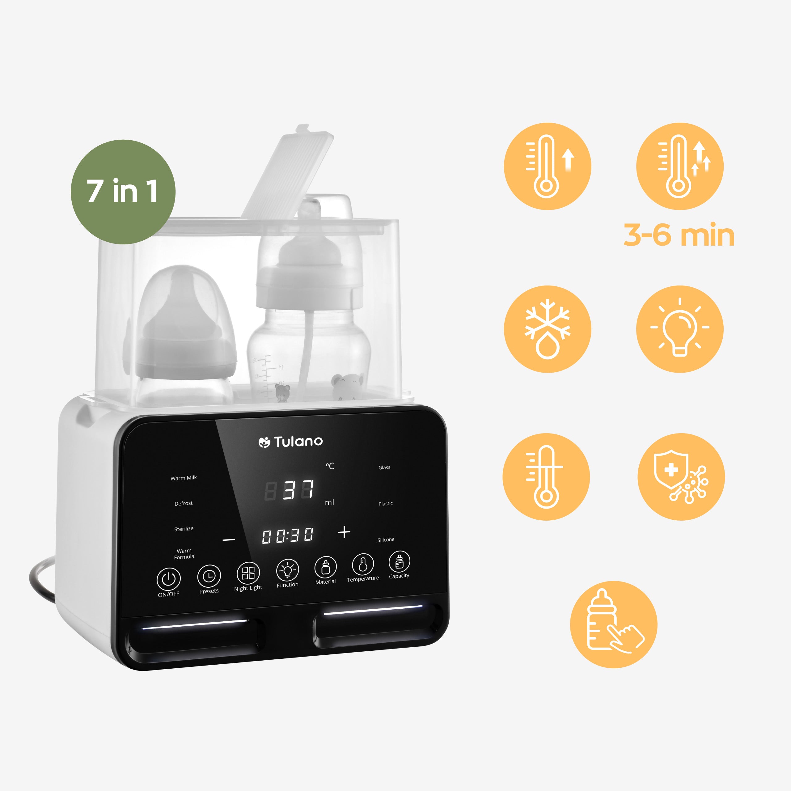 Tulano Ellie 45 dubbele flessenwarmer en sterilisator