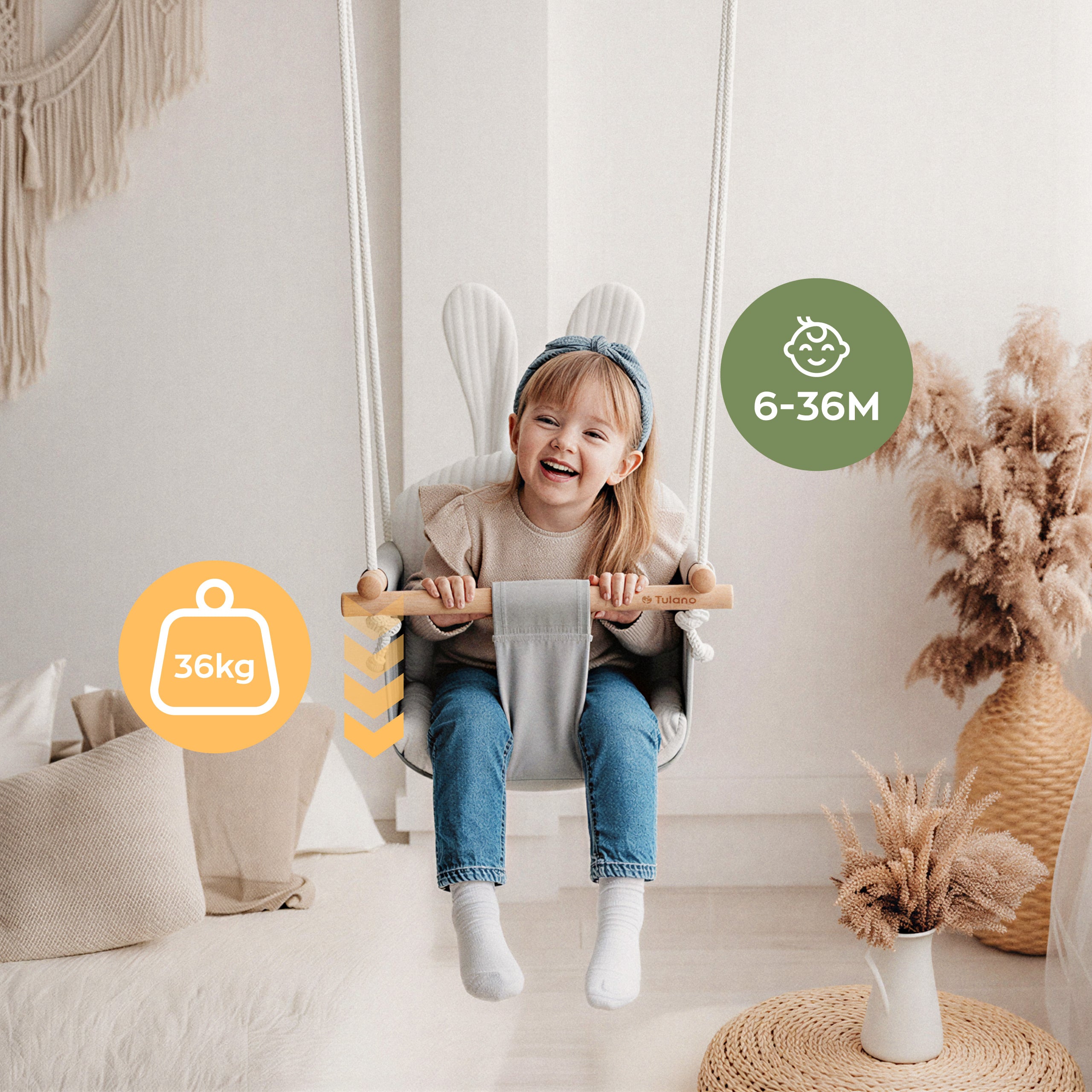 Tulano babyschommel Hop 33 Grijs