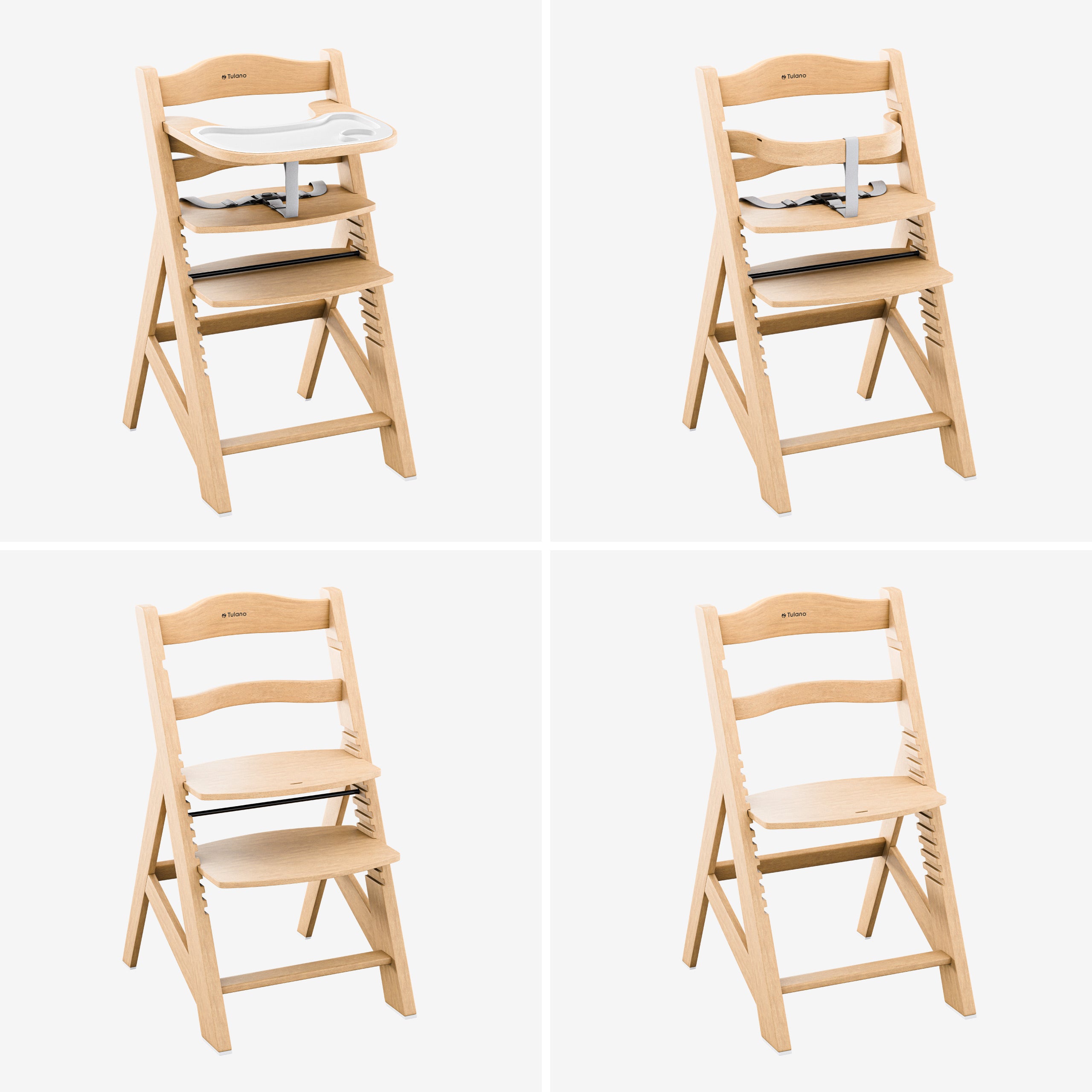 Houten voederstoel 4in1
