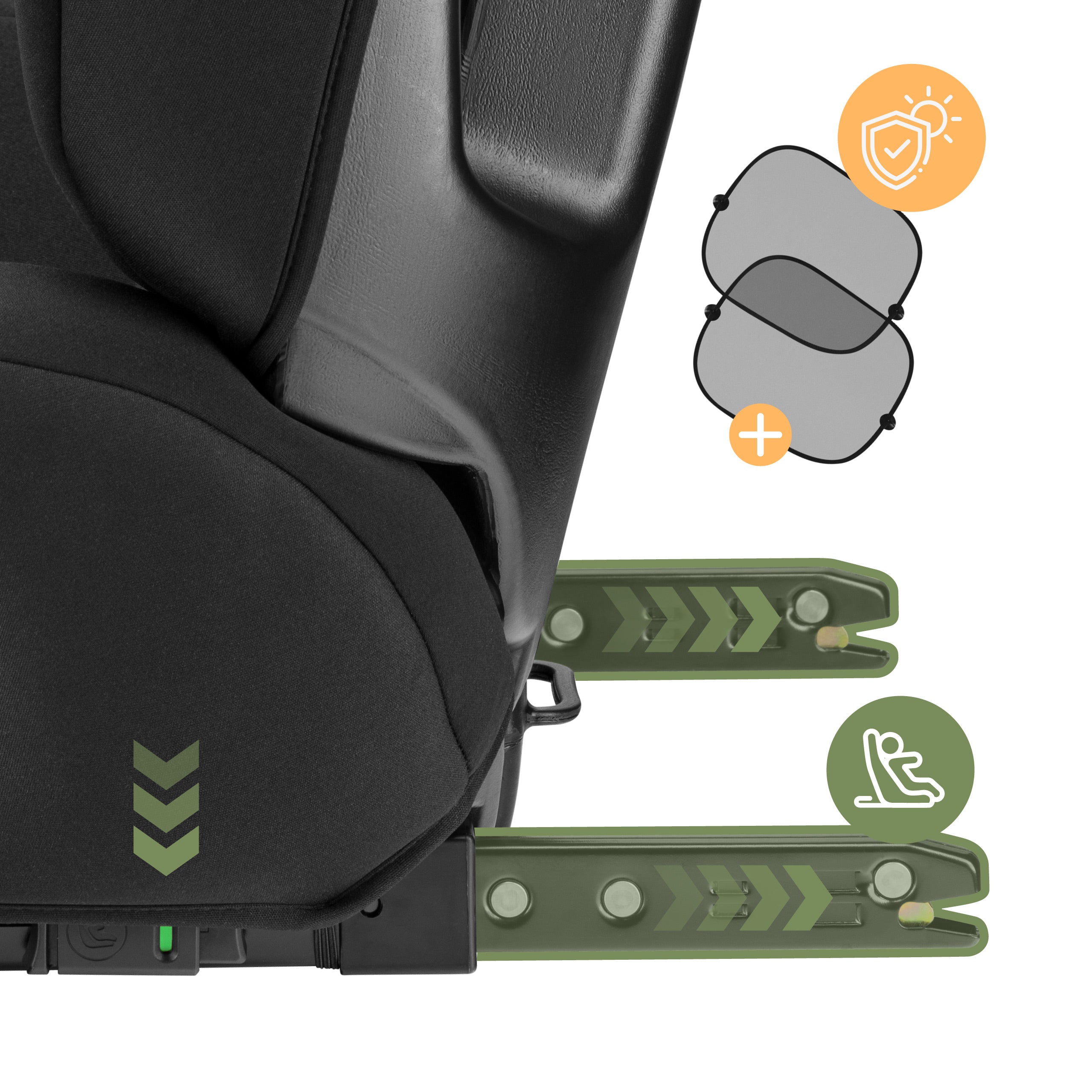 ISOFIX-systeem met indicator voor correcte installatie
