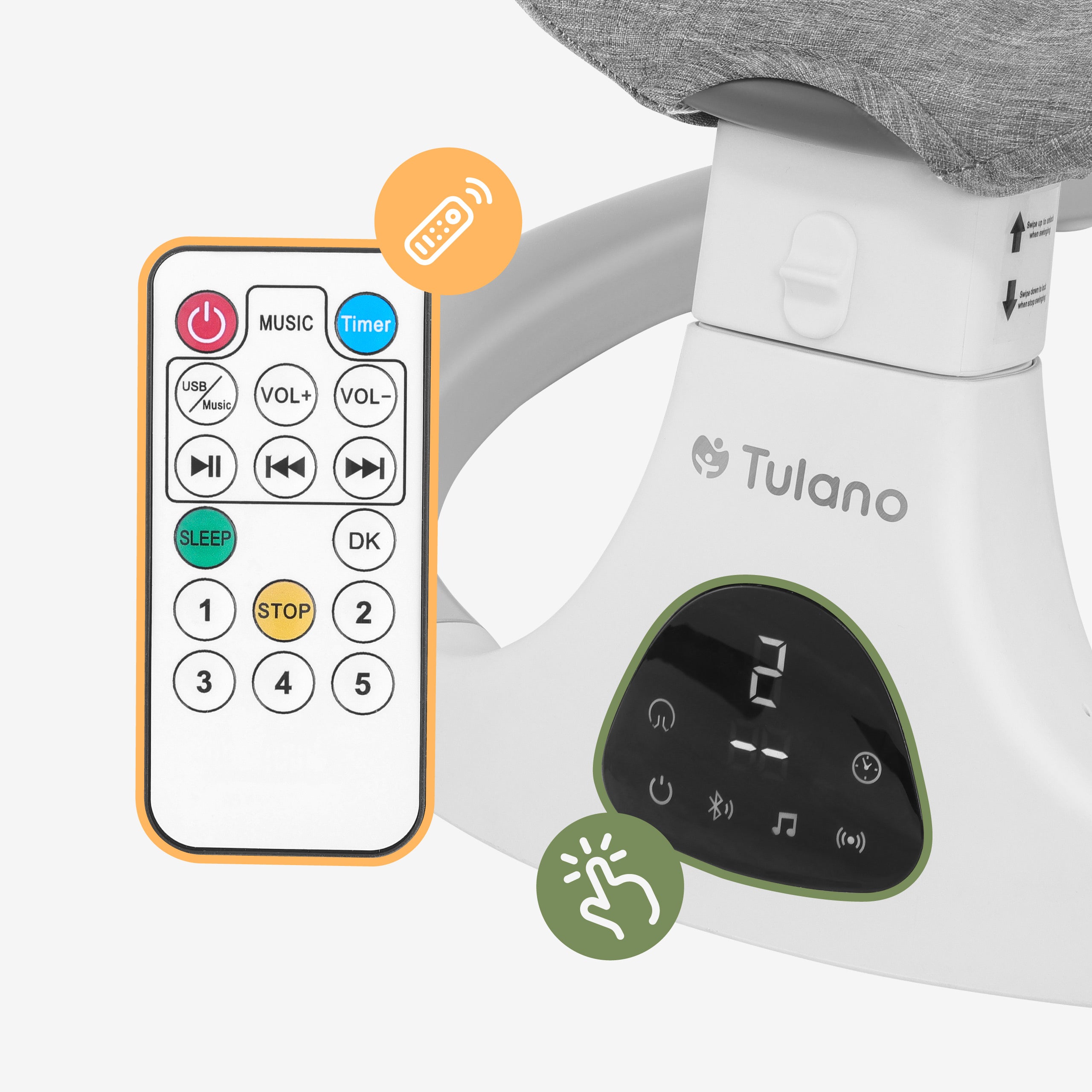 Touch control en afstandsbediening - volledig gemak voor ouders