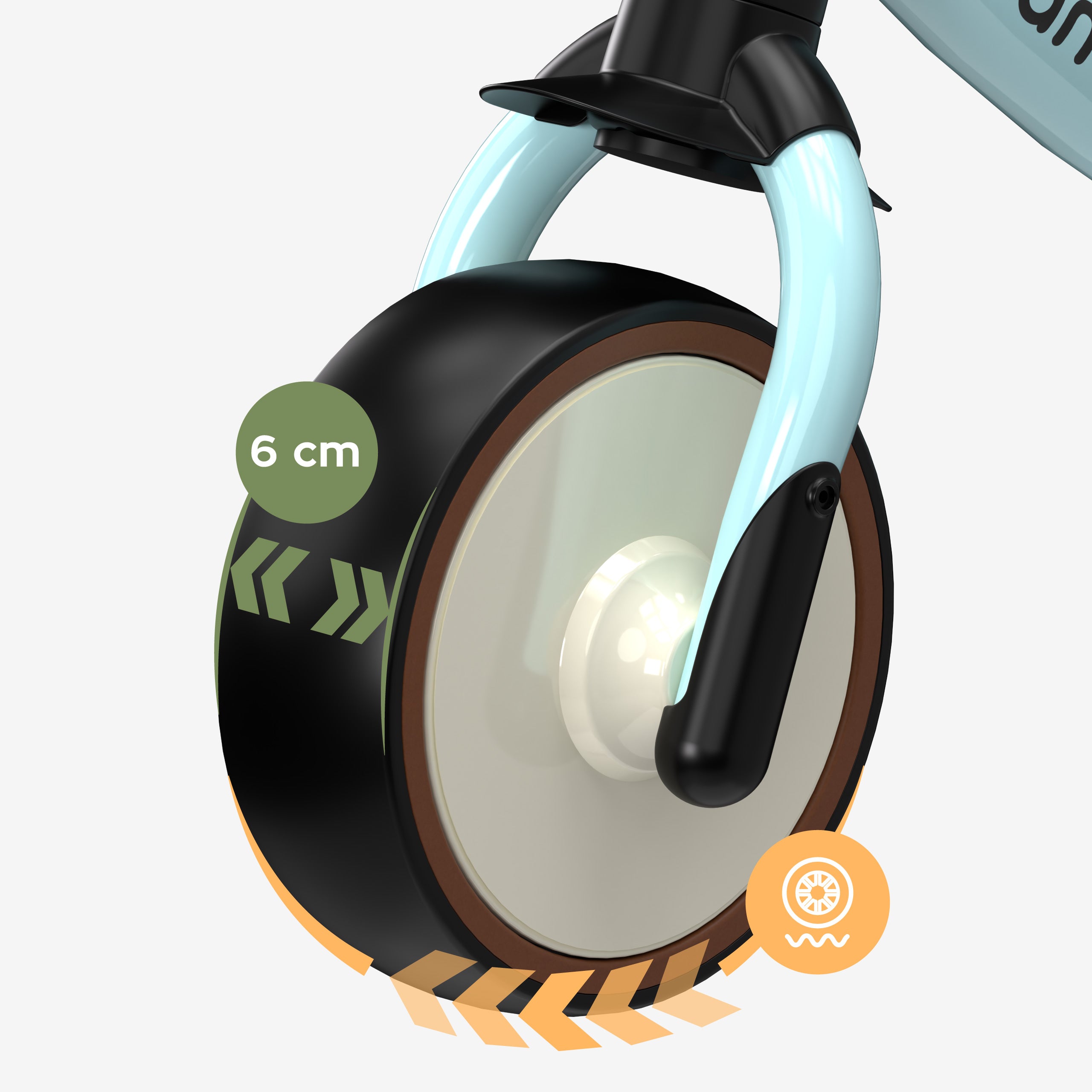 6 cm brede banden voor meer stabiliteit