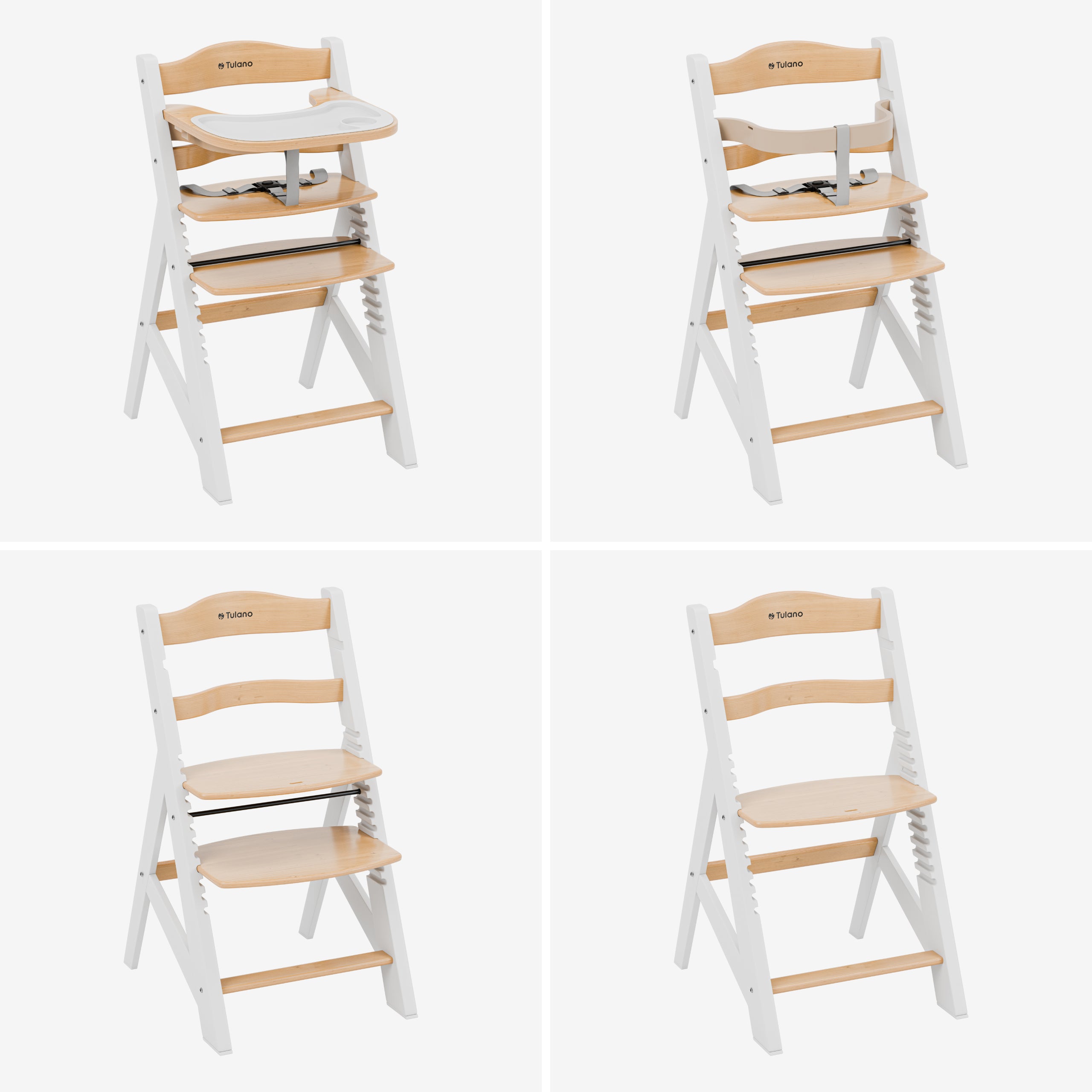 Houten voederstoel 4in1