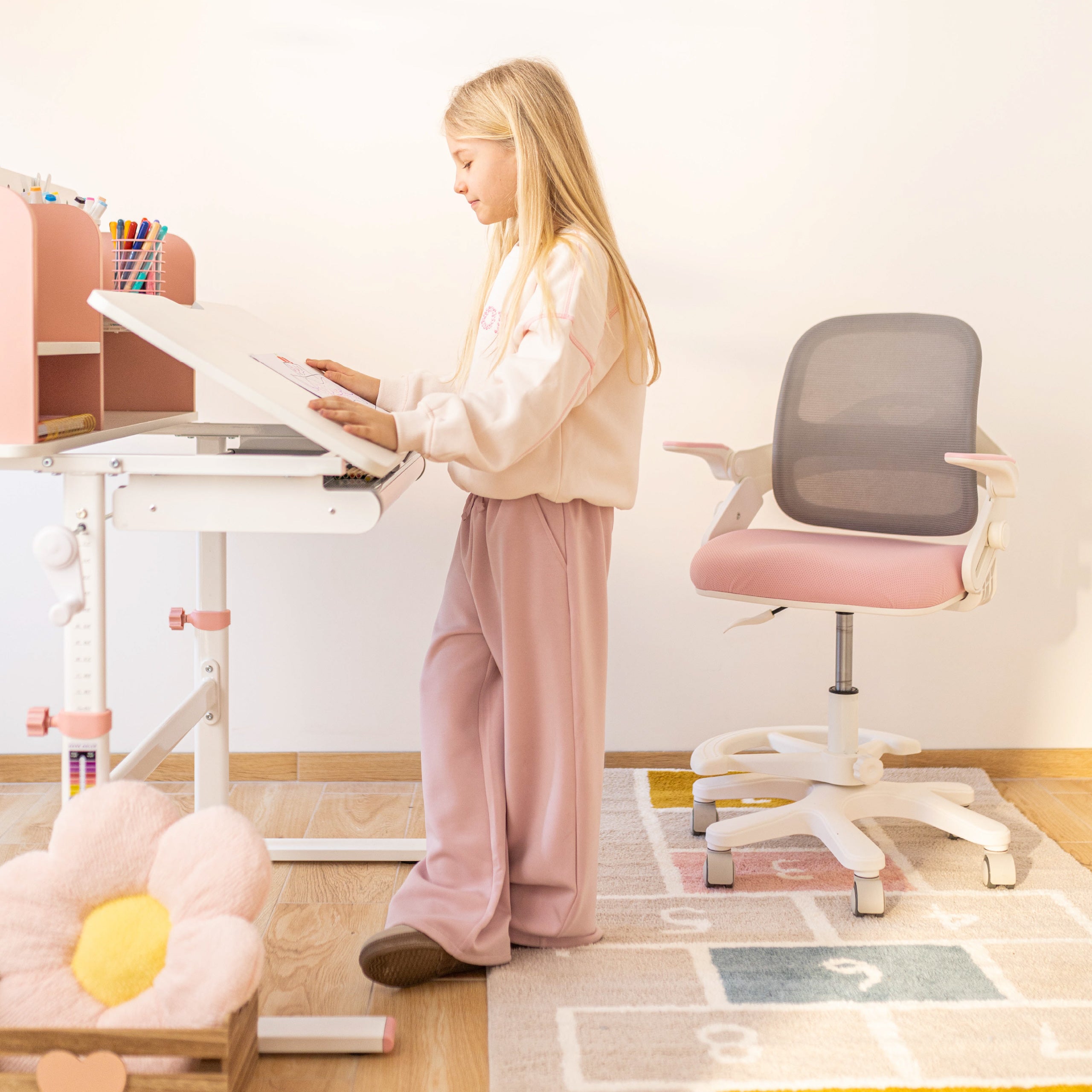 Ergonomisch kinderbureau Mark Adler Studie 5.0 Roze 90 cm