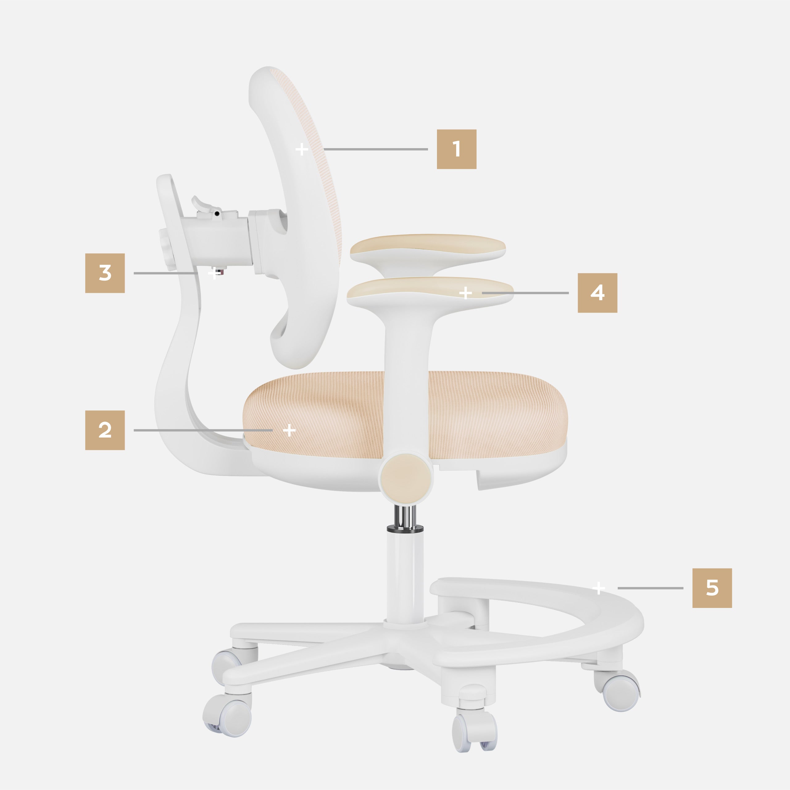 Ergonomische kinderbureaustoel Mark Adler Junior 3.6 Beige
