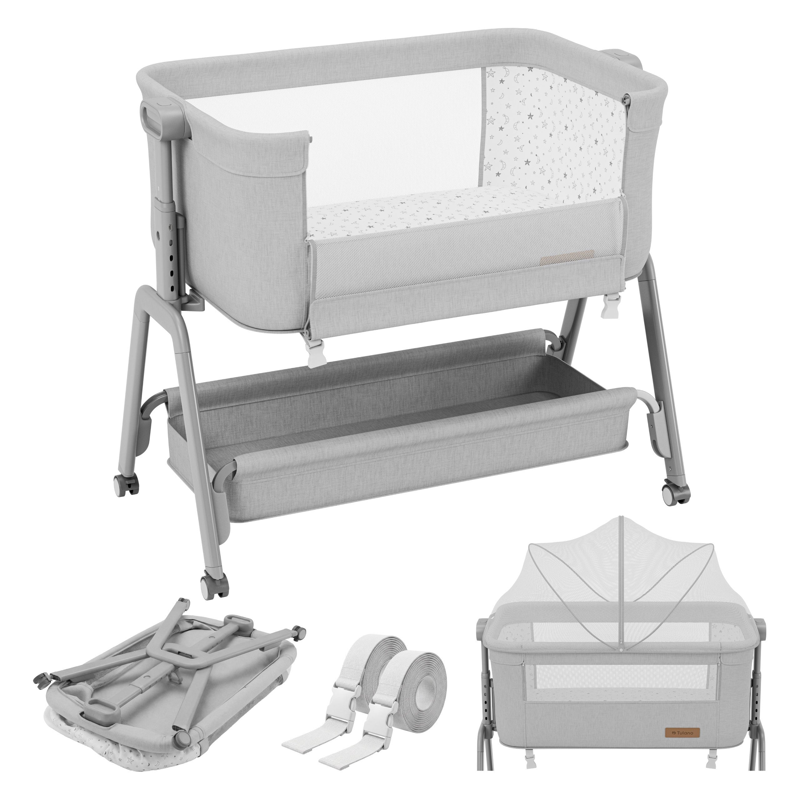 3-in-1 reisbedje Tulano Dream 50 Lichtgrijs