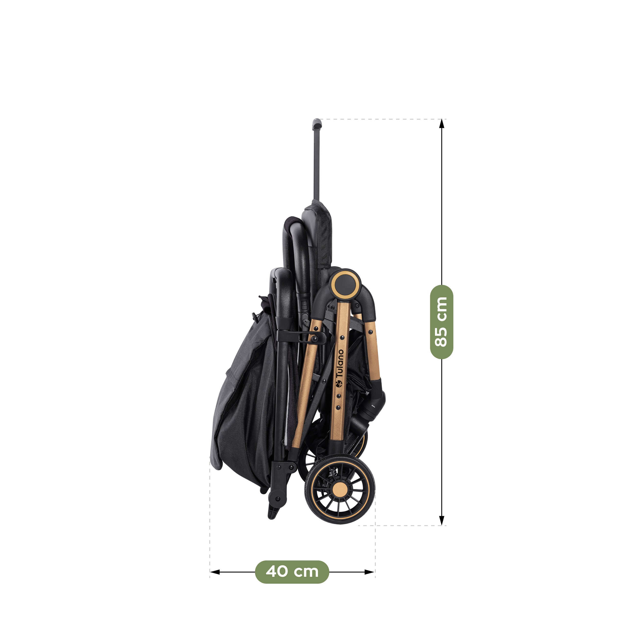 Tulano Milan Goud-Zwart opvouwbare kinderwagen tot 22 kg