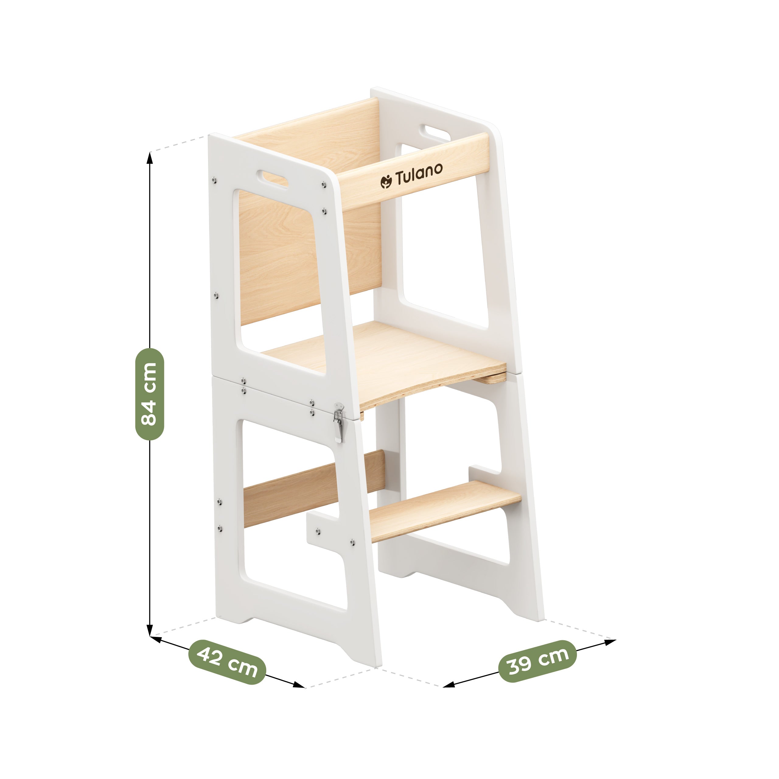 Kinder 3-in-1 keukenhulp Tulano Mooby 35 Wit-Naturaal