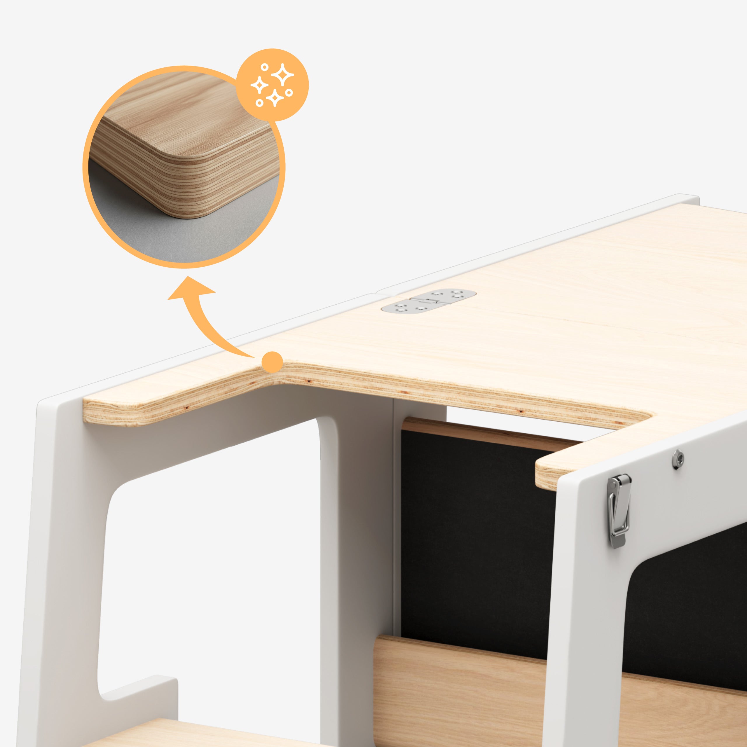 Kinder 3-in-1 keukenhulp Tulano Mooby 35 Wit-Naturaal