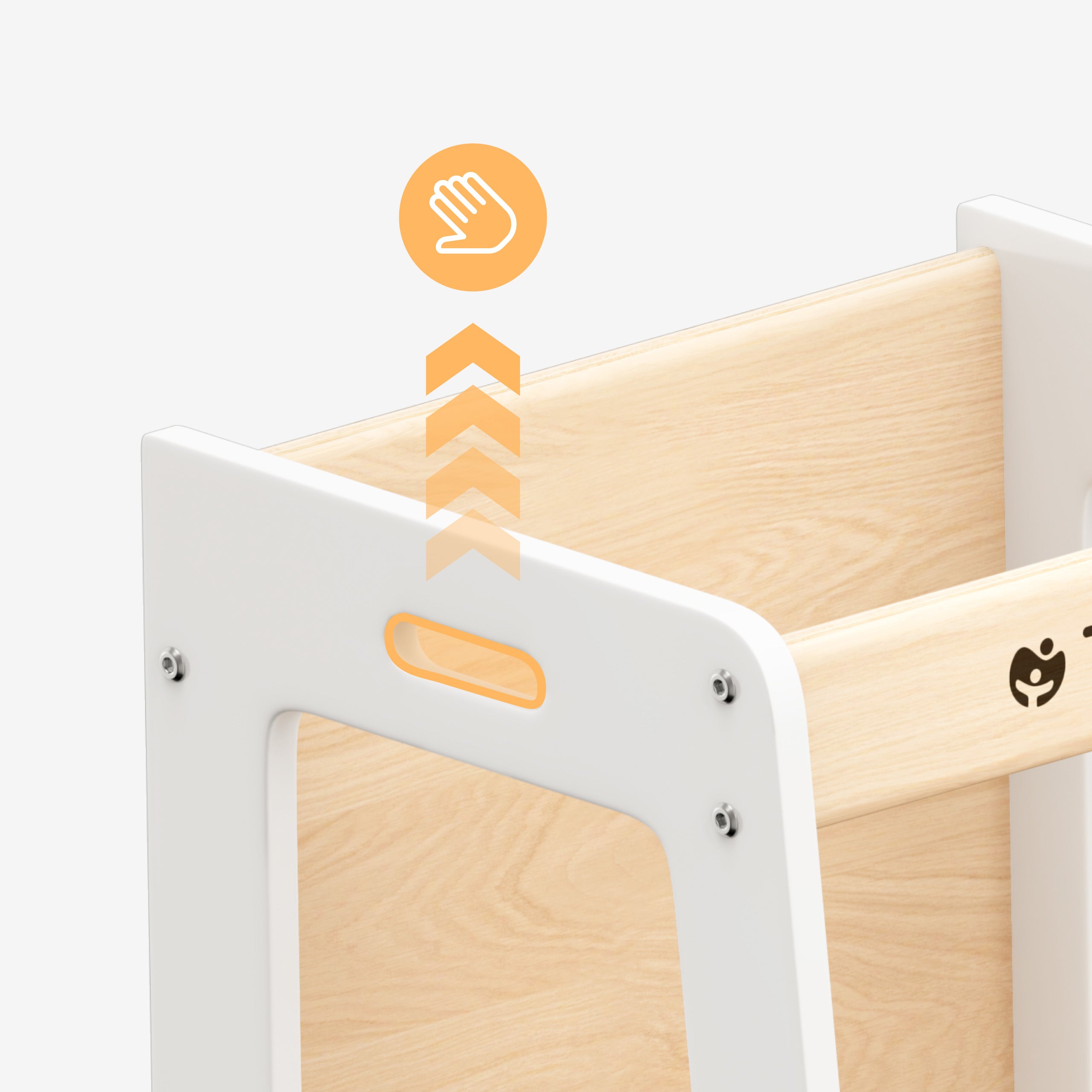 Kinder 3-in-1 keukenhulp Tulano Mooby 35 Wit-Naturaal