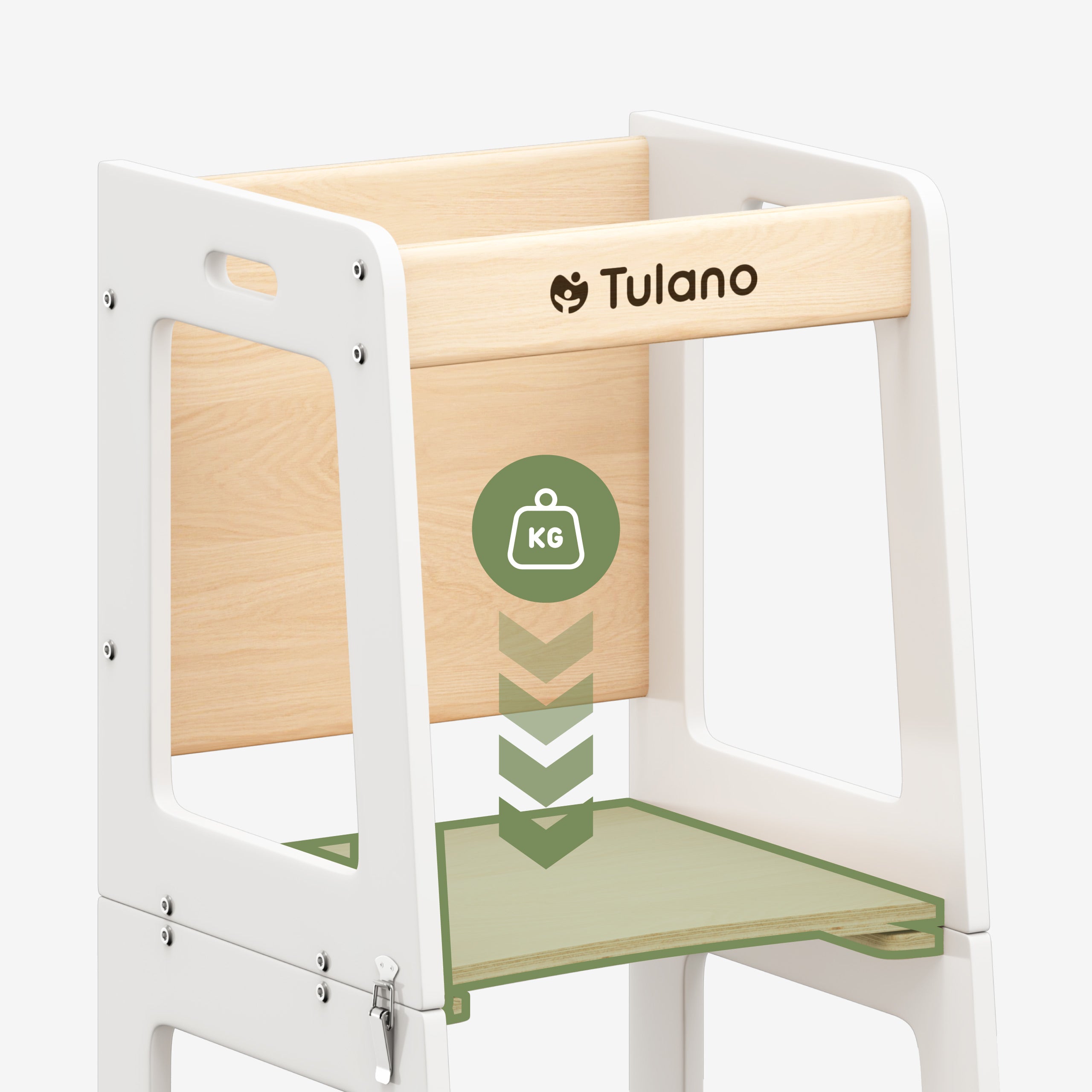 Kinder 3-in-1 keukenhulp Tulano Mooby 35 Wit-Naturaal