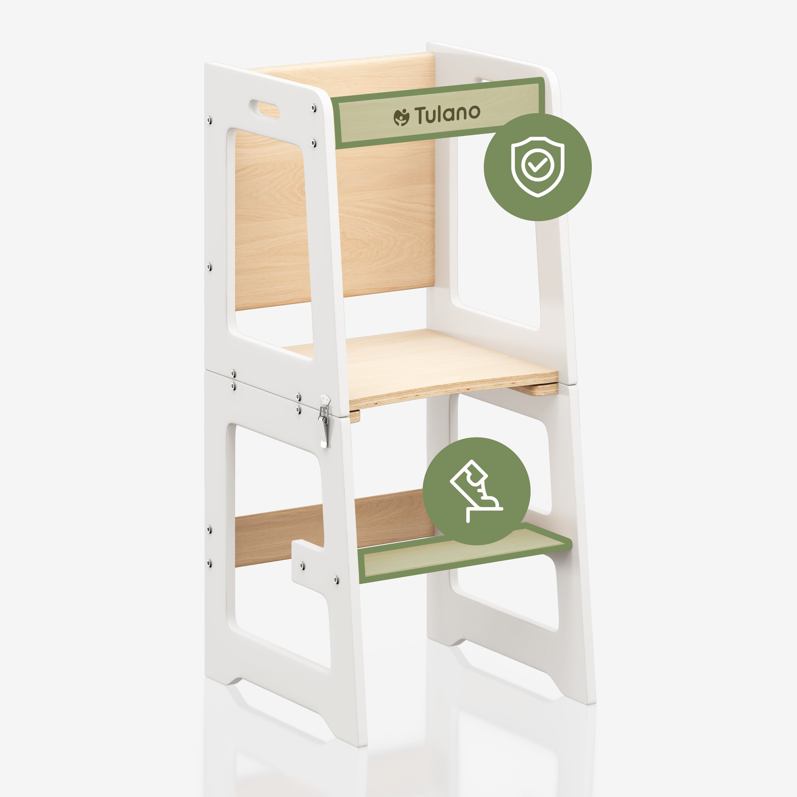 Kinder 3-in-1 keukenhulp Tulano Mooby 35 Wit-Naturaal