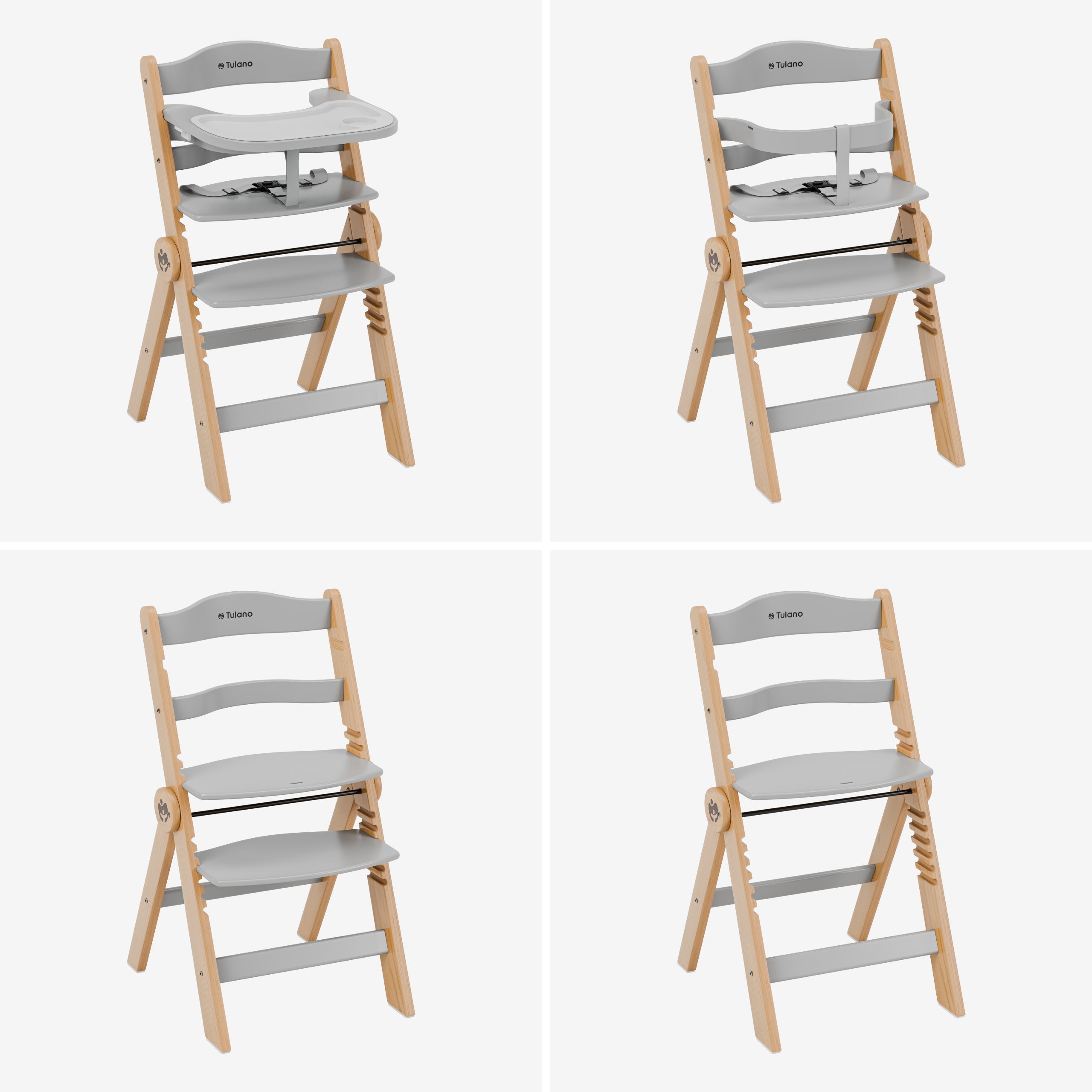 Houten kinderstoel 4in1