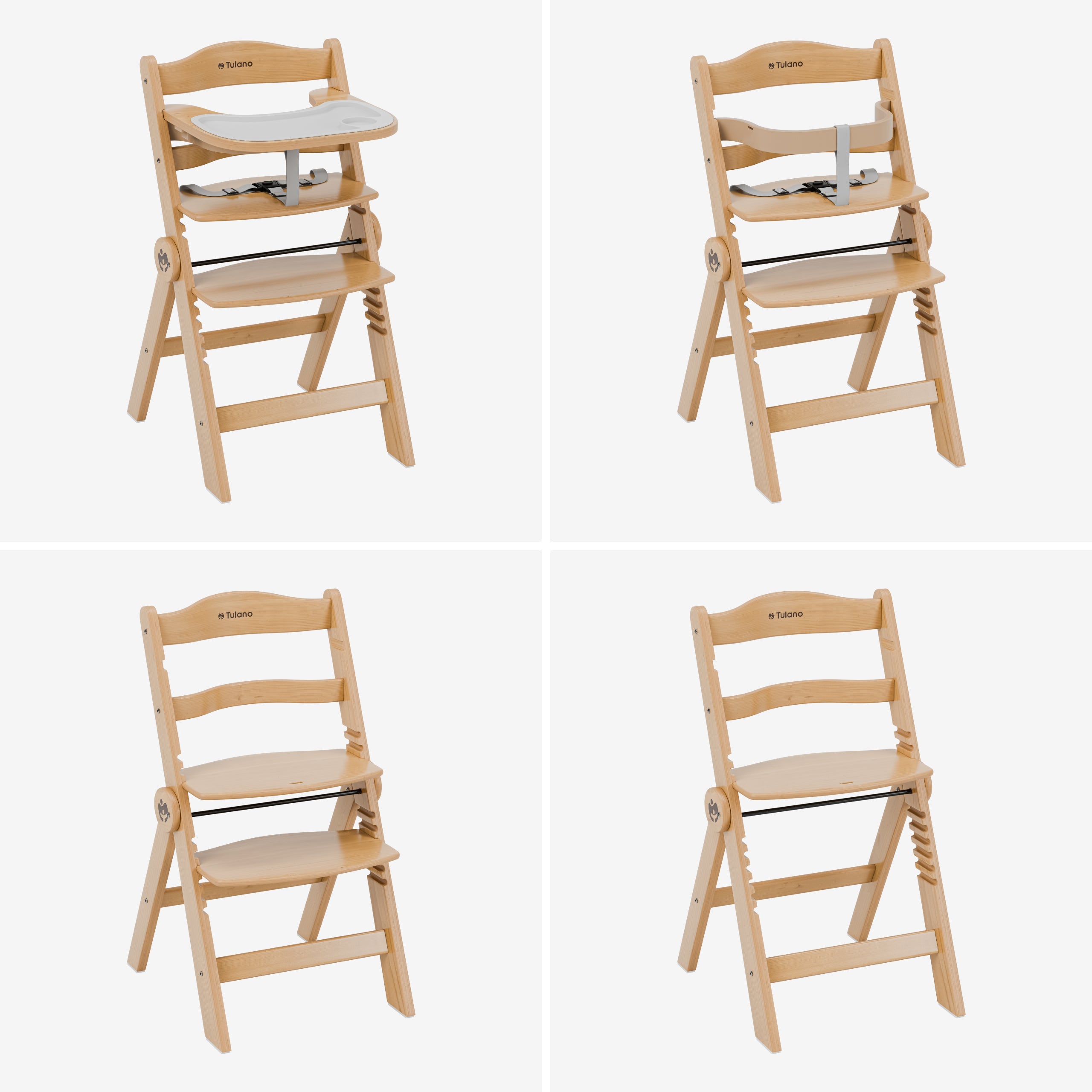 Houten kinderstoel 4in1