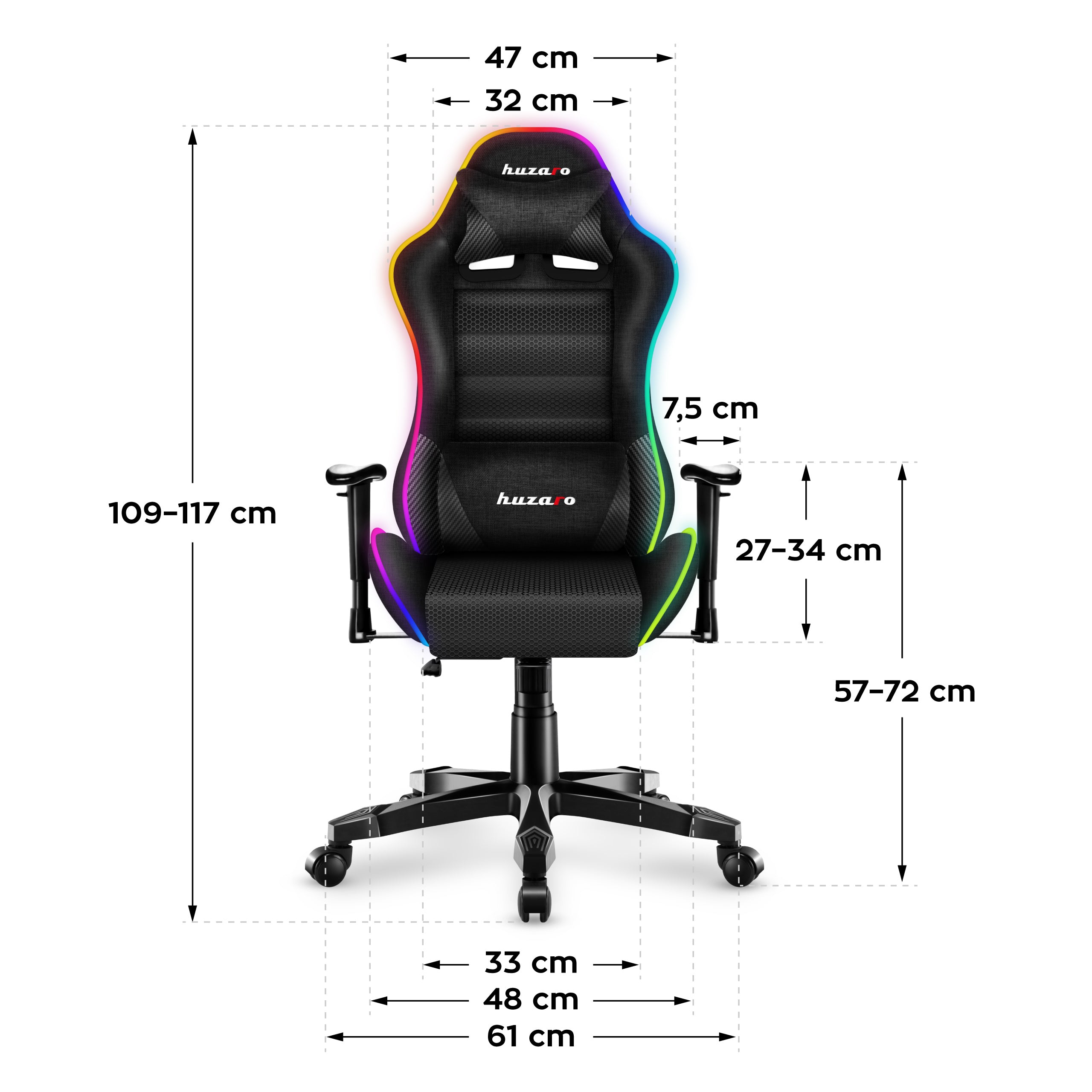 HUZARO RANGER 6.0 RGB Mesh Kinderstoel voor Gaming