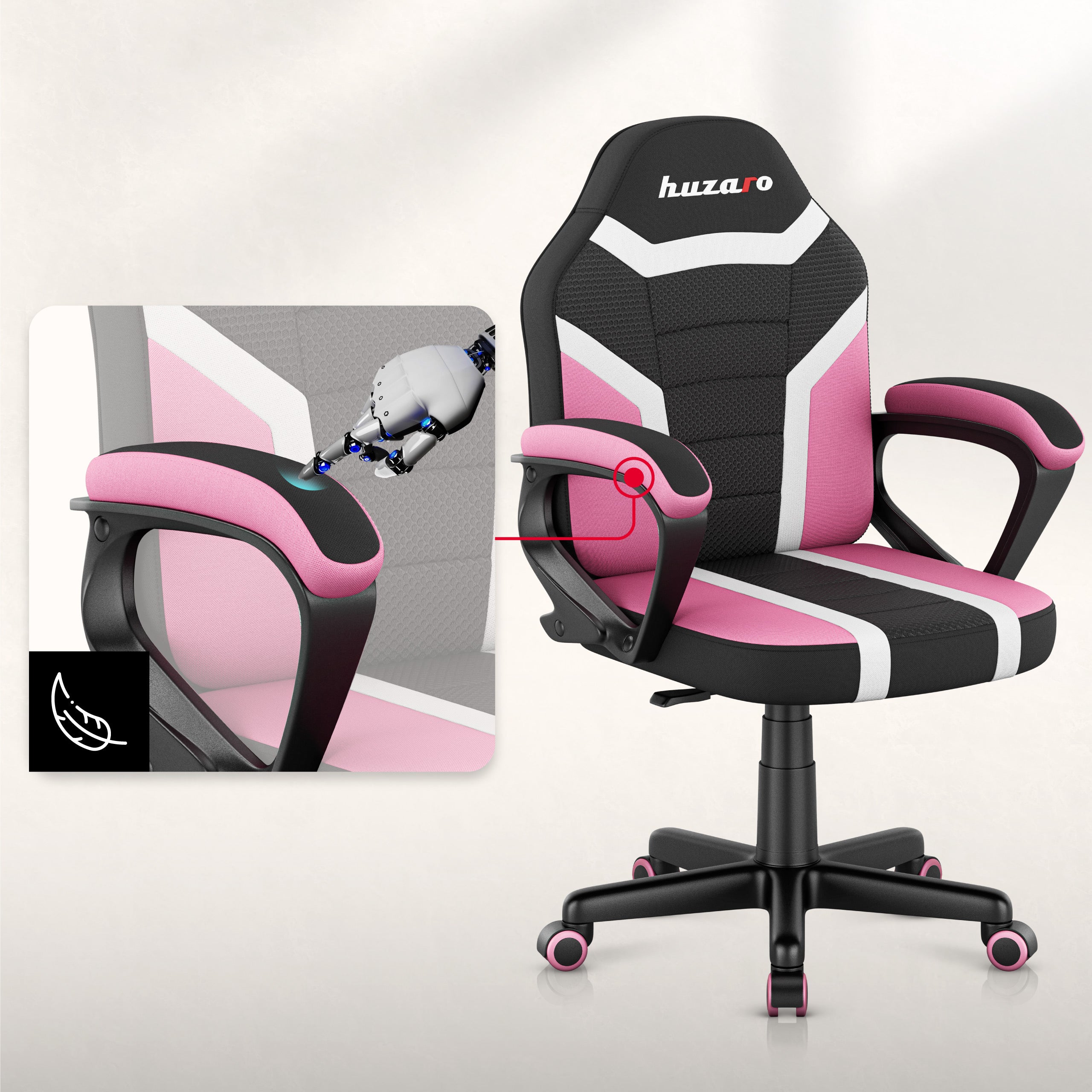 HUZARO RANGER 1.0 Roze Mesh Kinderstoel Gaming