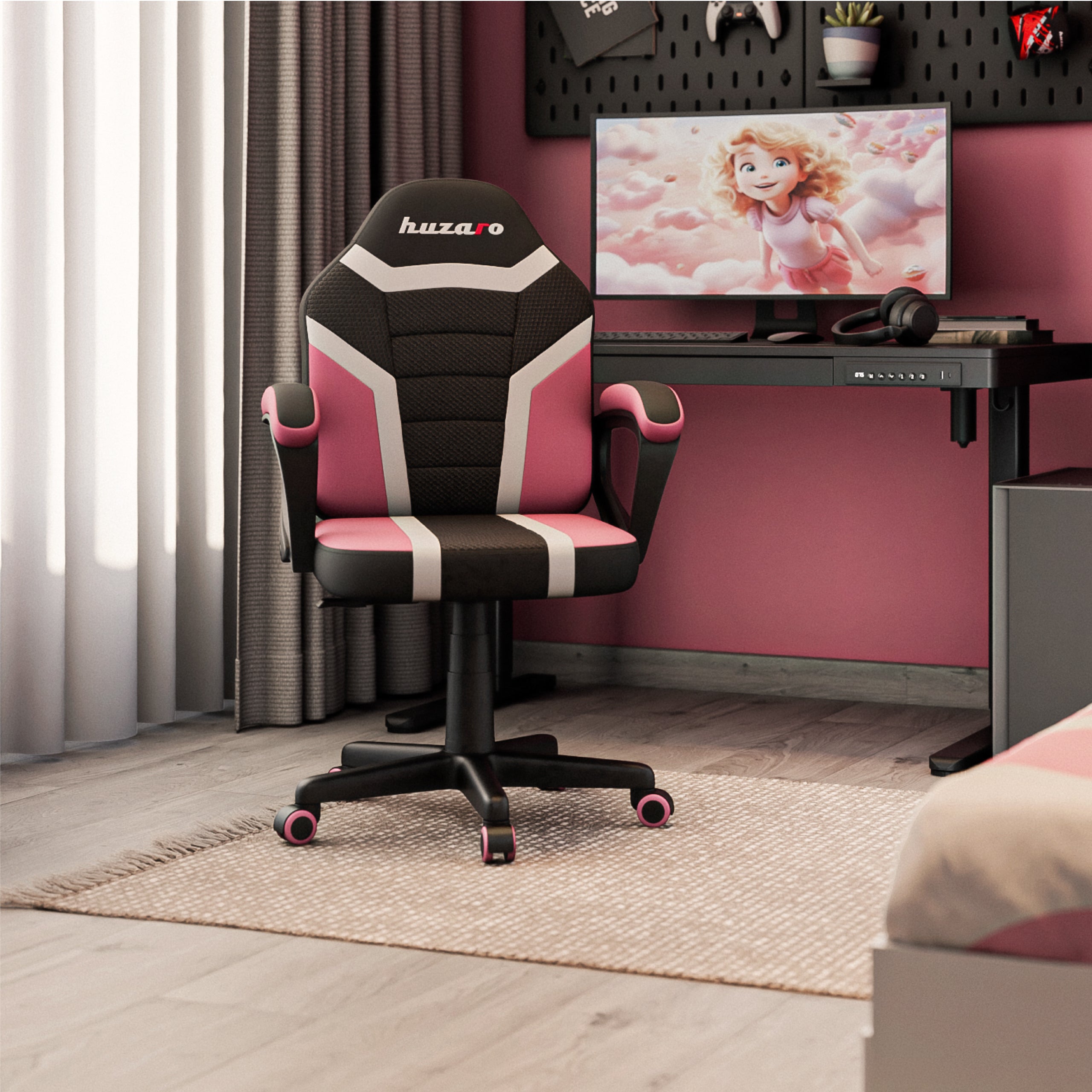 HUZARO RANGER 1.0 Roze Mesh Kinderstoel Gaming