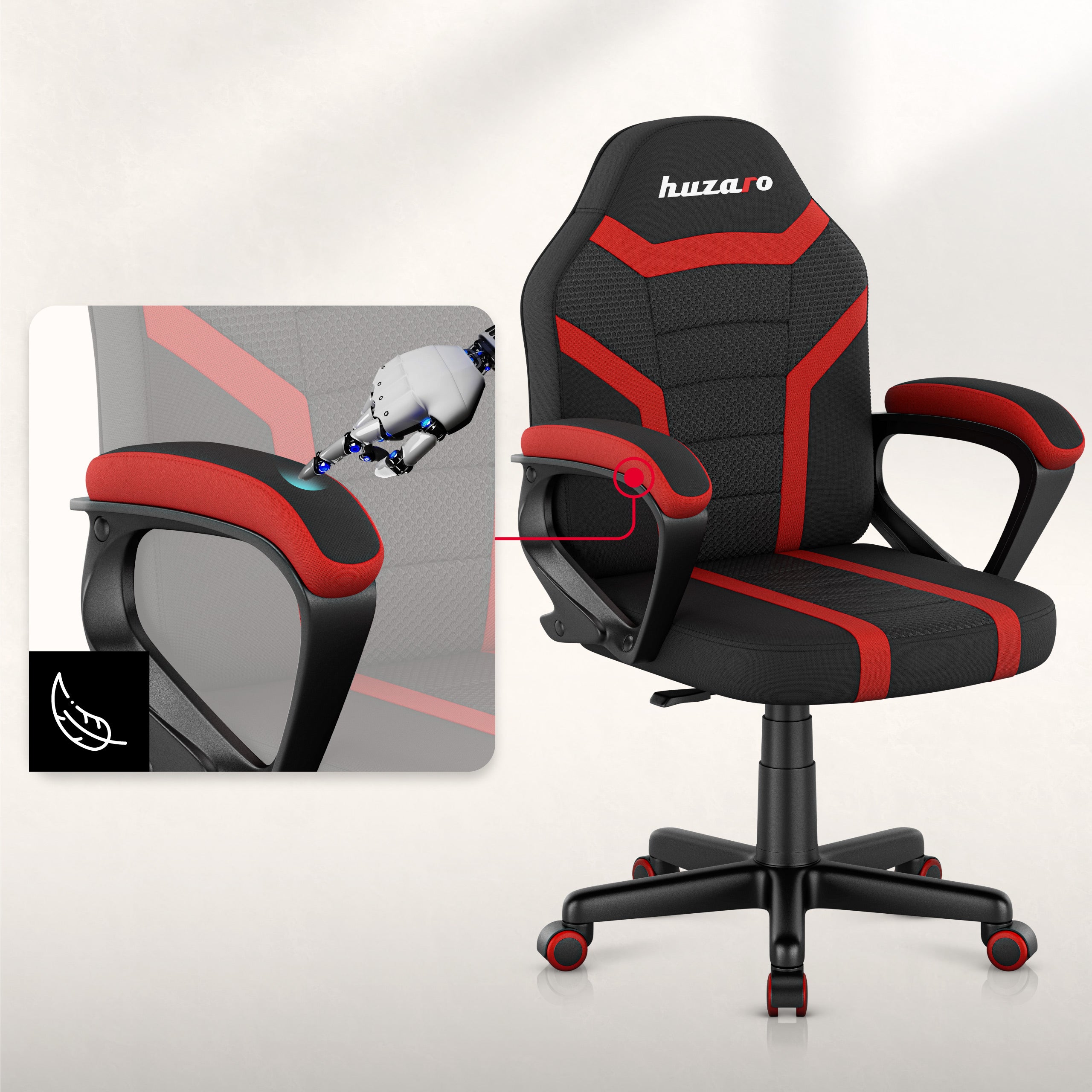 HUZARO RANGER 1.0 Rode Mesh Kinderstoel voor Gaming