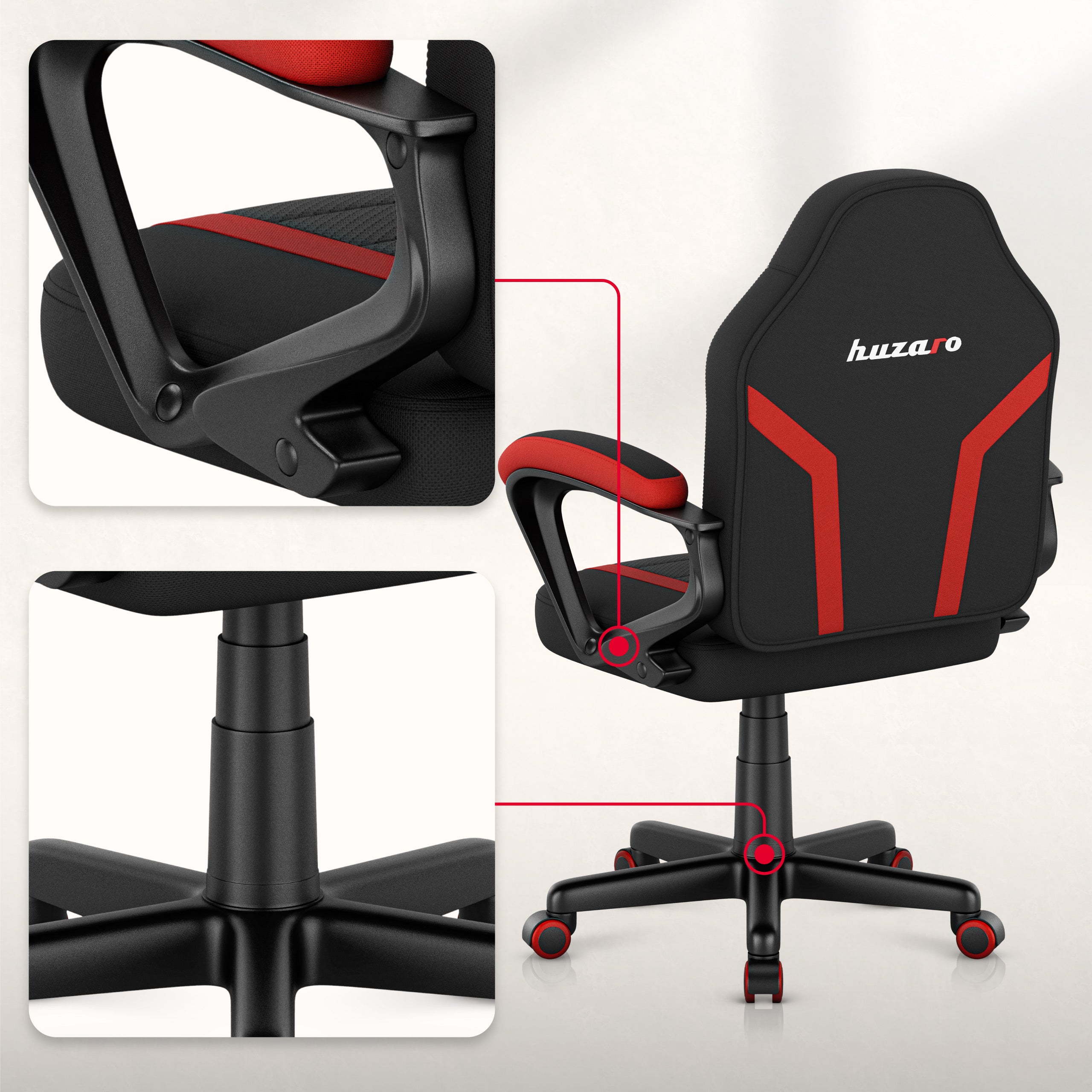 HUZARO RANGER 1.0 Rode Mesh Kinderstoel voor Gaming