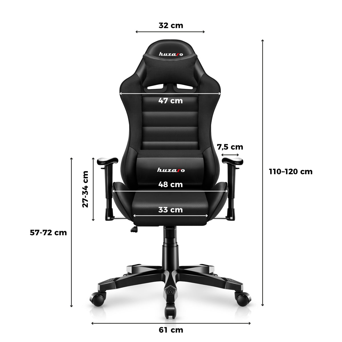 HUZARO RANGER 6.0 Kinderstoel Gamen Zwart