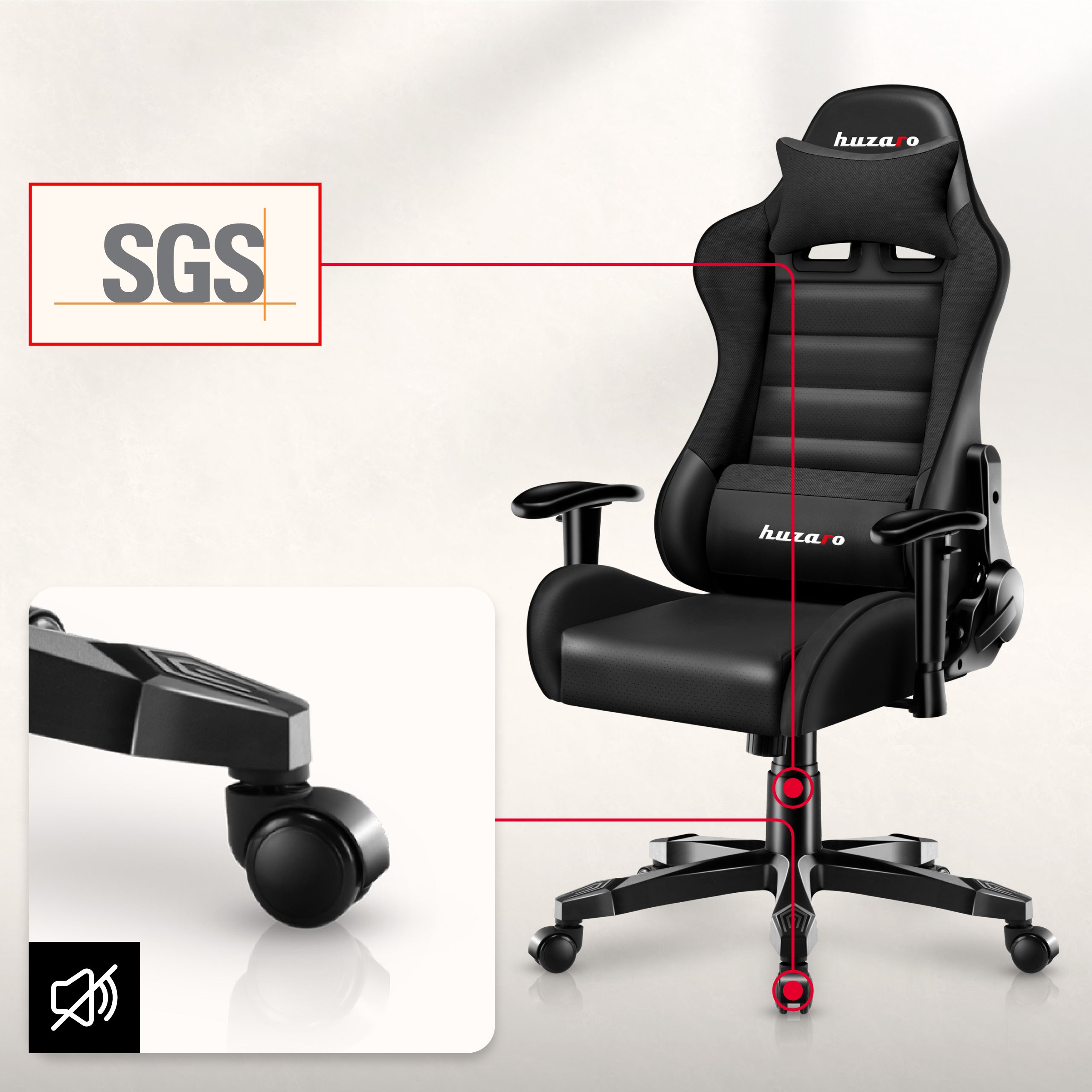 HUZARO RANGER 6.0 Kinderstoel Gamen Zwart